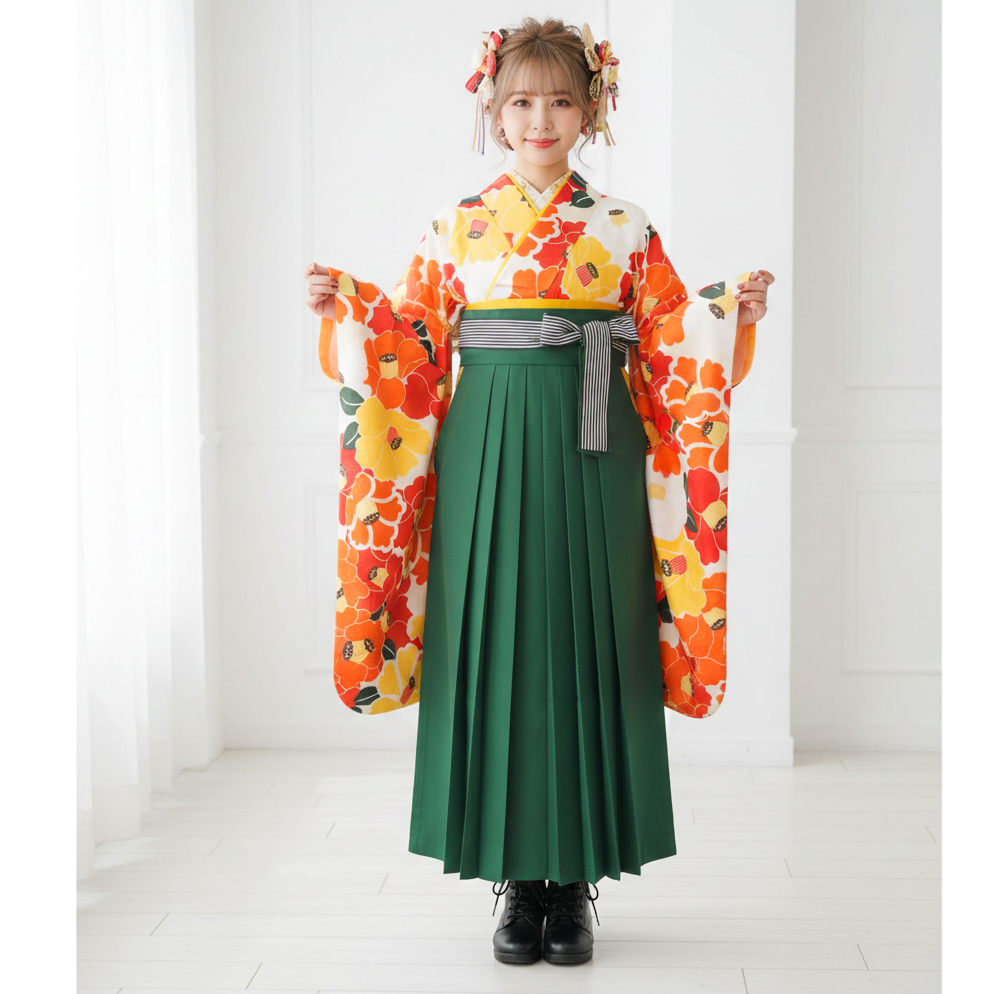 NISHIORI 二尺袖着物 袴 レンタル商品 貸衣装 Mサイズ ジュニア袴