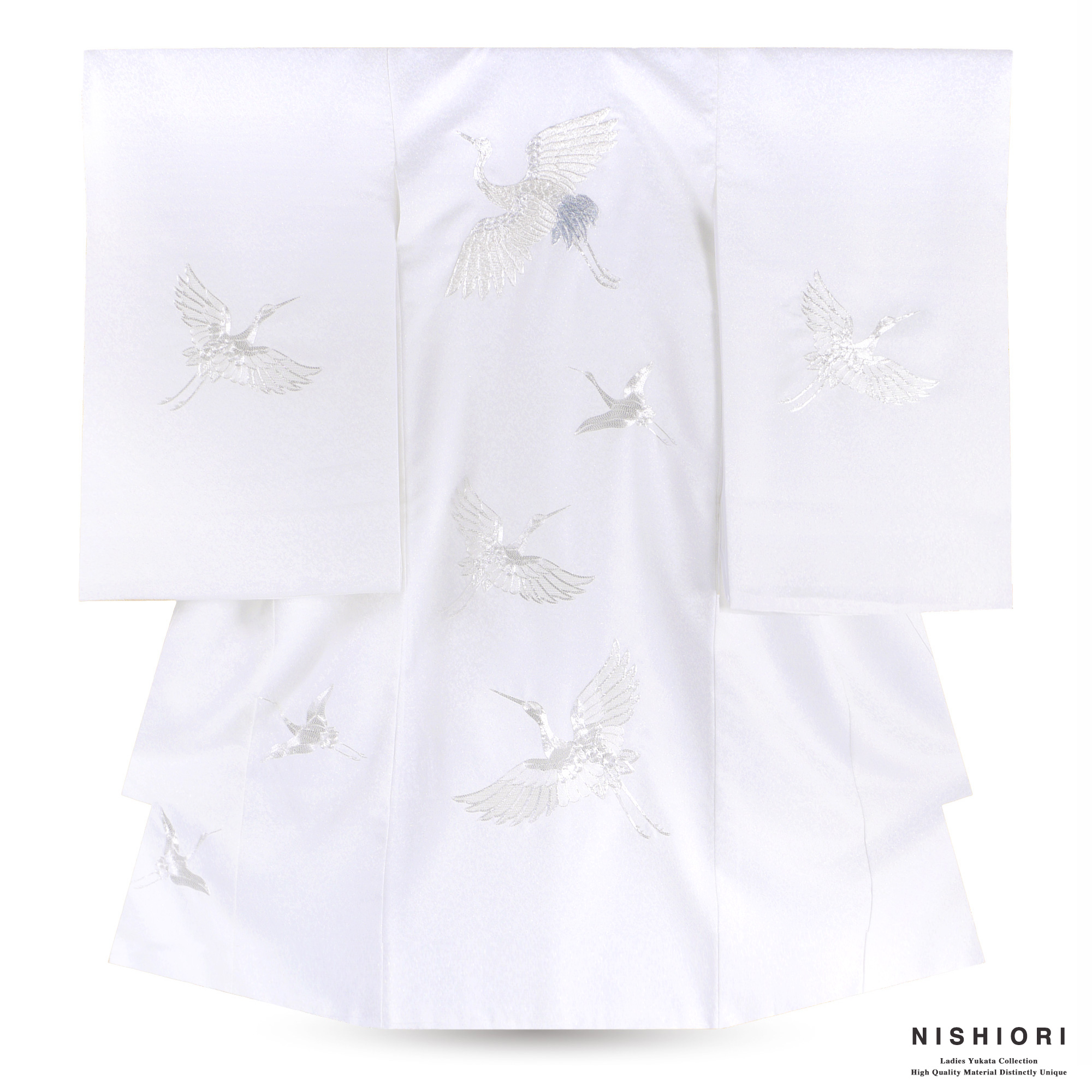 NISHIORI 【レンタル】【産着｜白×銀鶴】女児 お宮参り 着物 セット