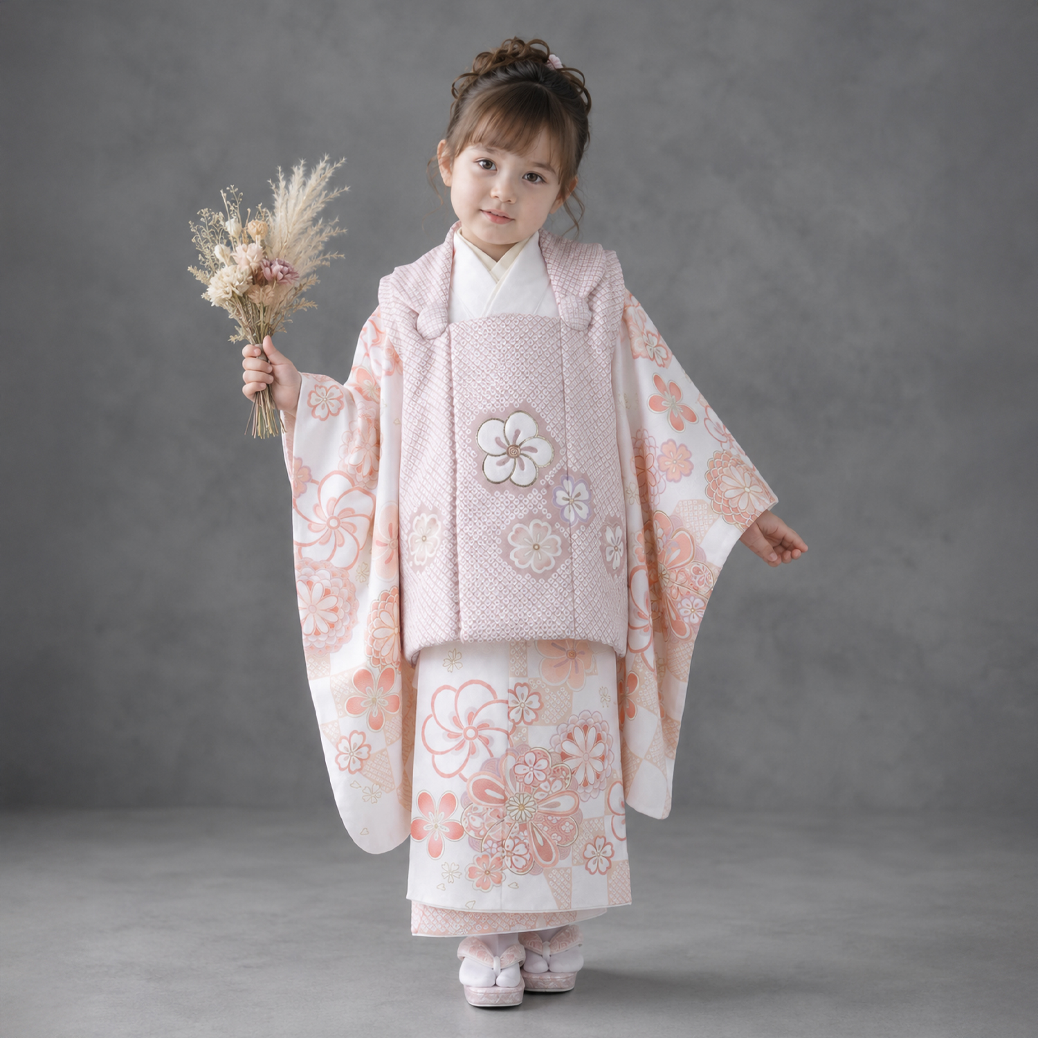 NISHIORI 【レンタル】七五三 女の子 3歳 着物 被布 753着物 フル