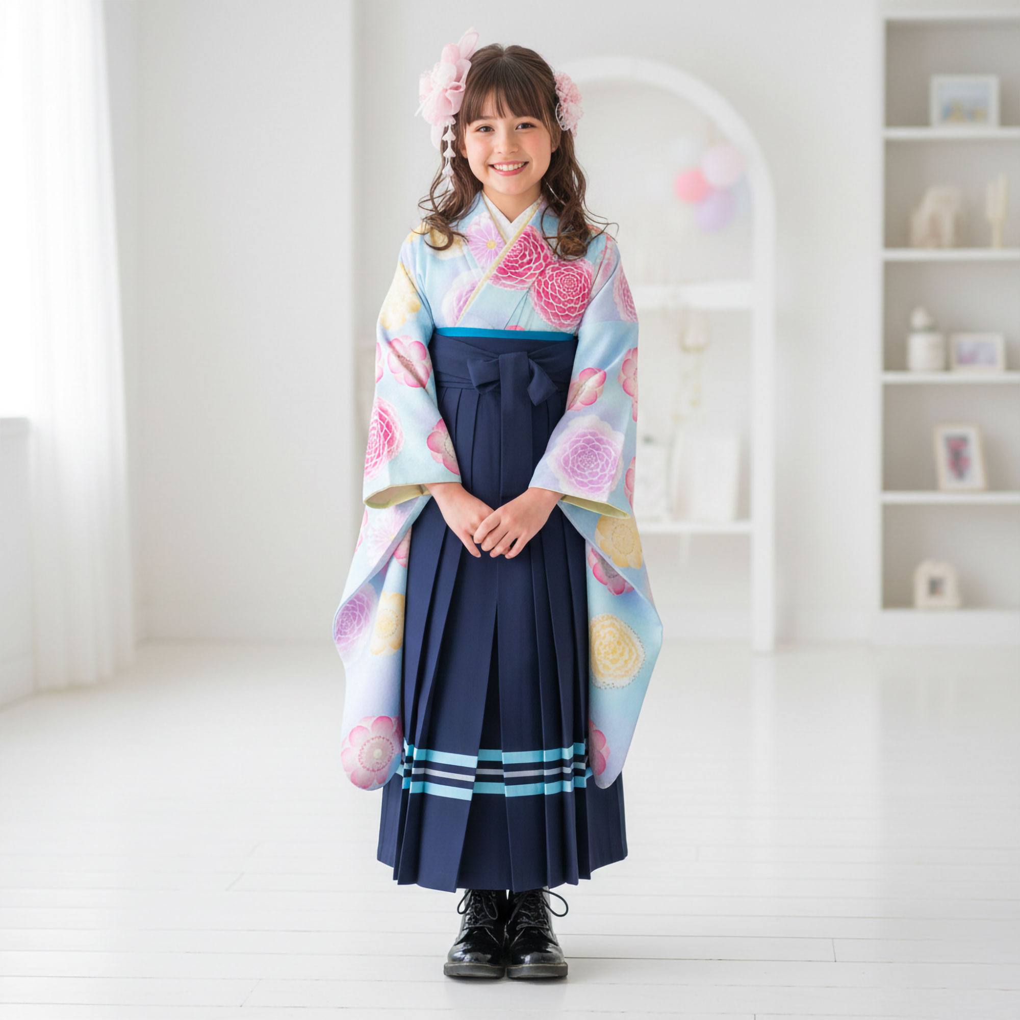 NISHIORI 【レンタル】ジュニア 二尺袖 着物 袴 pom ponette ブランド