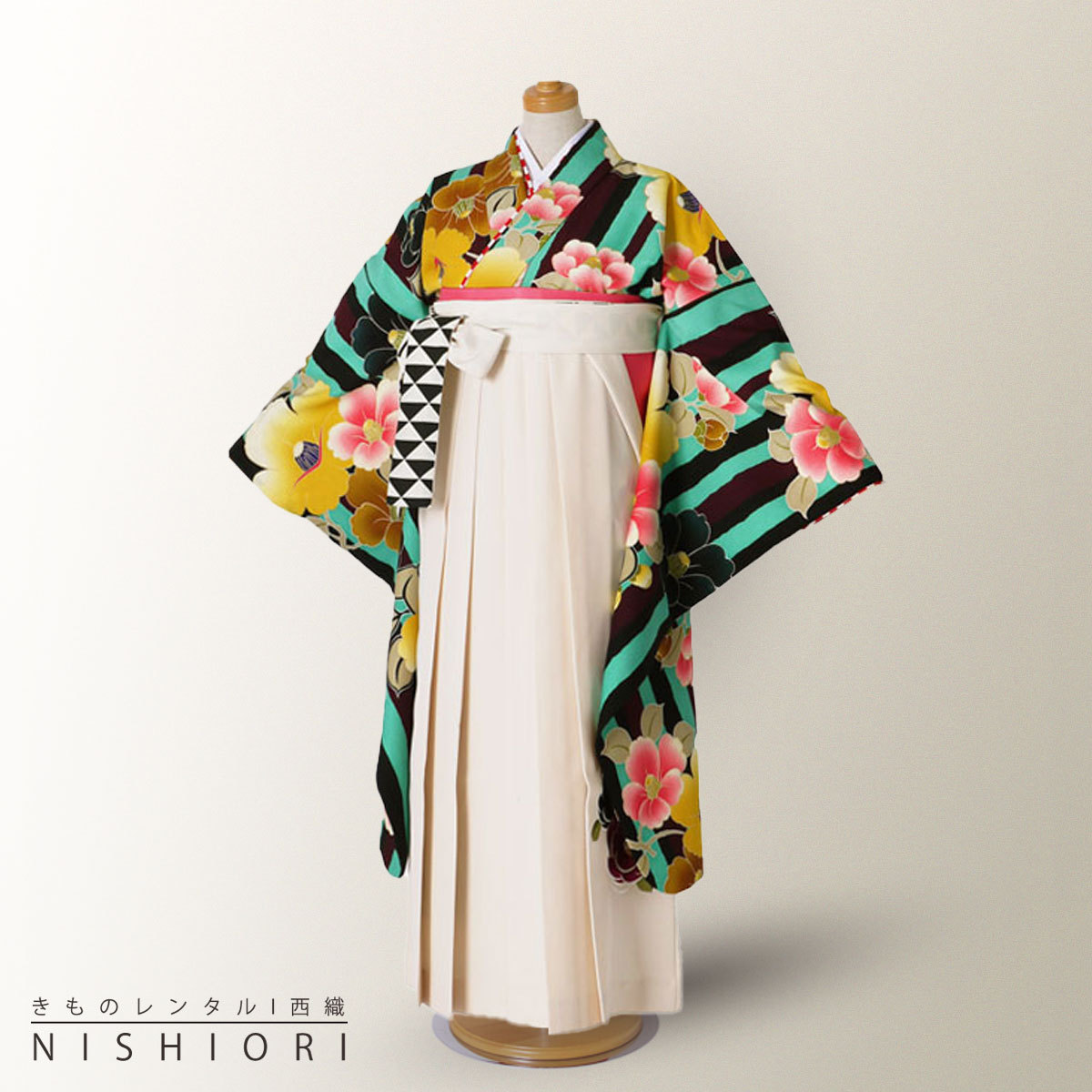 NISHIORI ジュニア 二尺袖 着物 袴 レンタル商品 紅一点 ブランド 往復