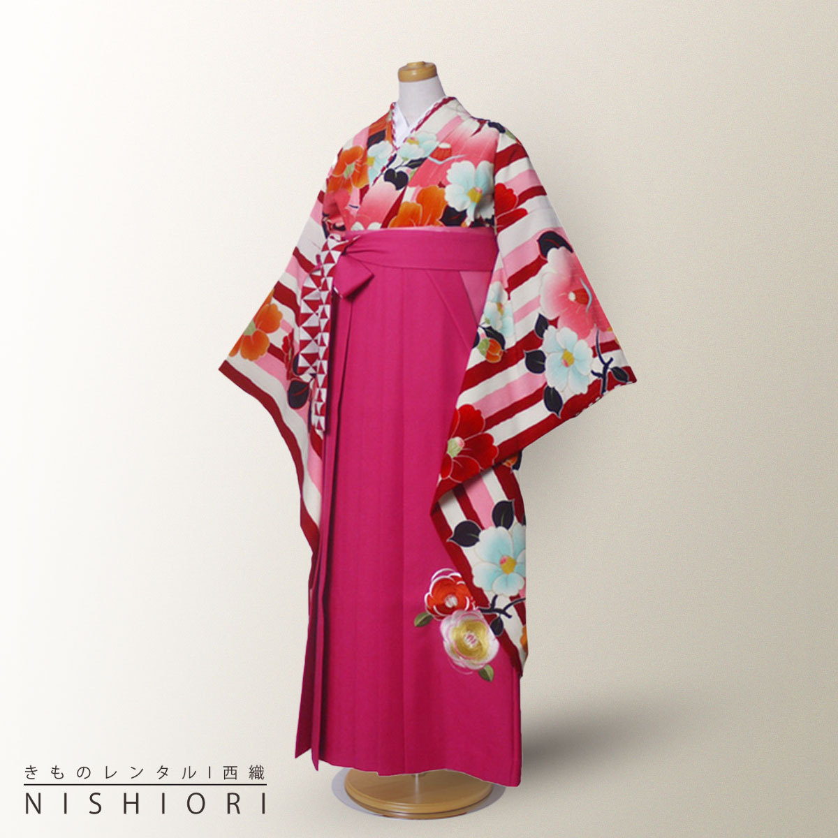 NISHIORI ジュニア 二尺袖 着物 袴 レンタル商品 紅一点 ブランド 往復