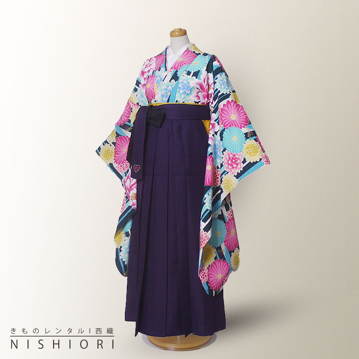 ジュニア 二尺袖 着物 袴 レンタル JENNIE love ブランド 往復十三参り 卒業式 貸衣装 小学生 赤 小花ちらし カフェオレ ブーツ選択可 NISHIORI ジュニア 二尺袖 着物 袴 レンタル商品 JENNIE love ブランド