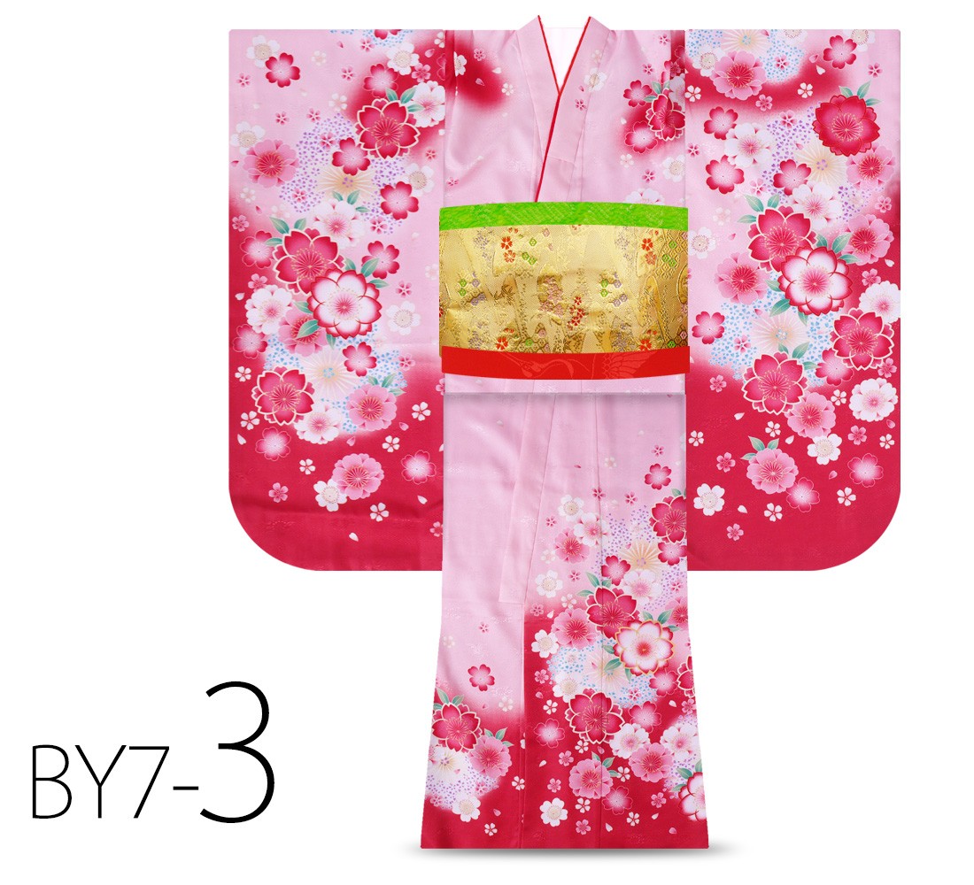 女児三つ身着物単品　絞り柄 七五三 女の子 着物 四つ身 祝い着 単品 7歳 絵羽柄 襦袢付き
