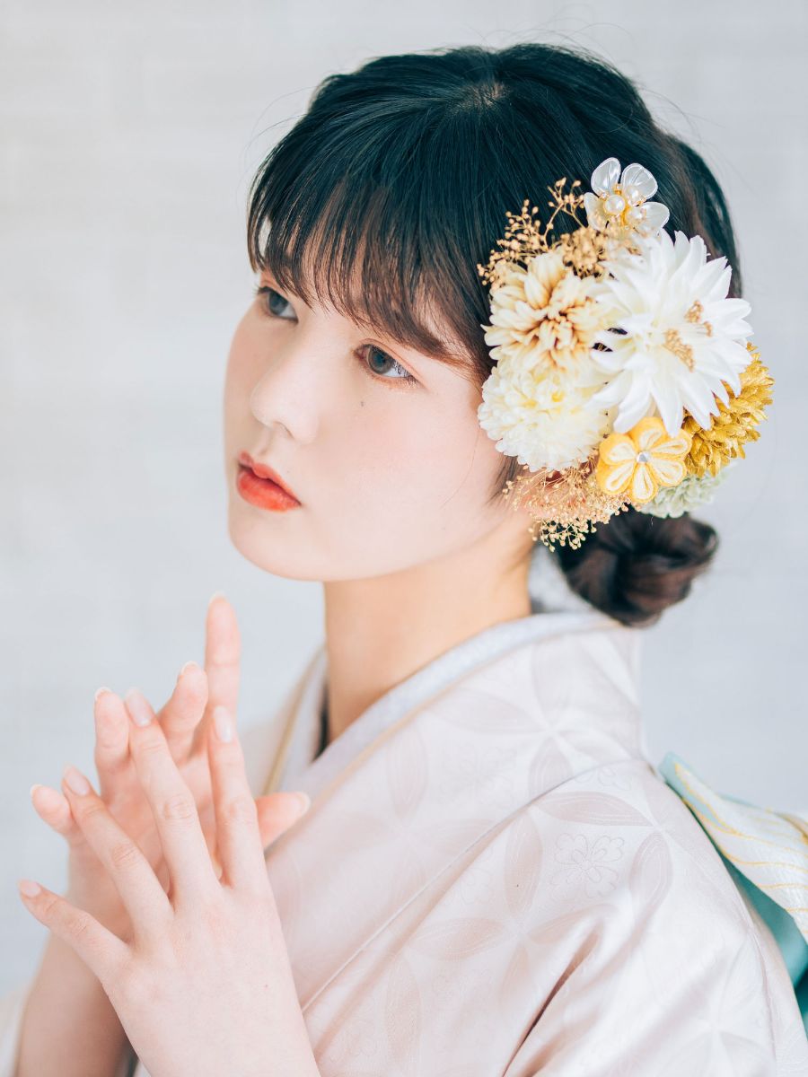 NISHIORI 髪飾り 卒業袴 振袖に つまみ細工 立体 シェル調 花かざり 2