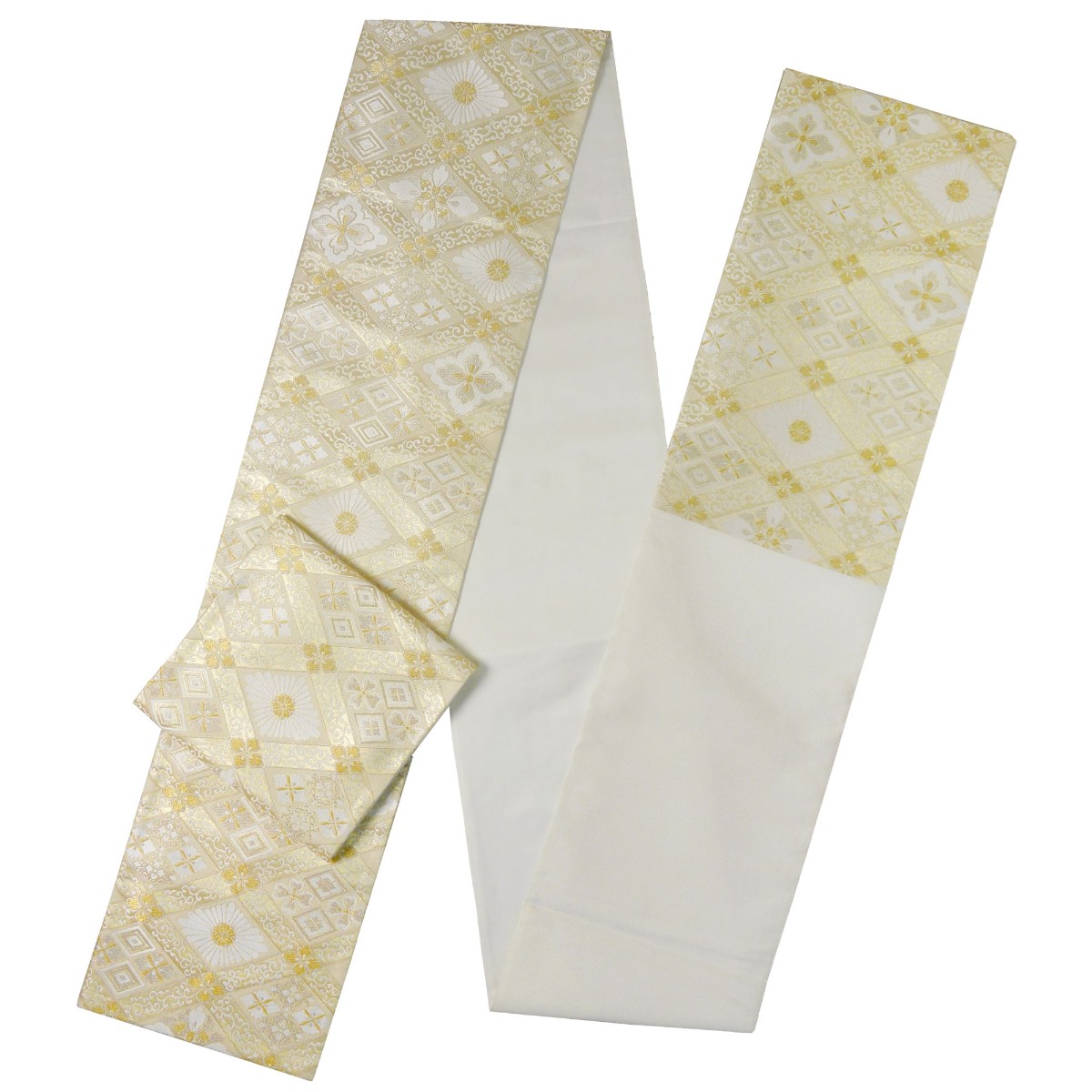 NISHIORI 袋帯 金 ゴールド 花菱 菱 古典柄 西陣織 大光織物 お仕立て