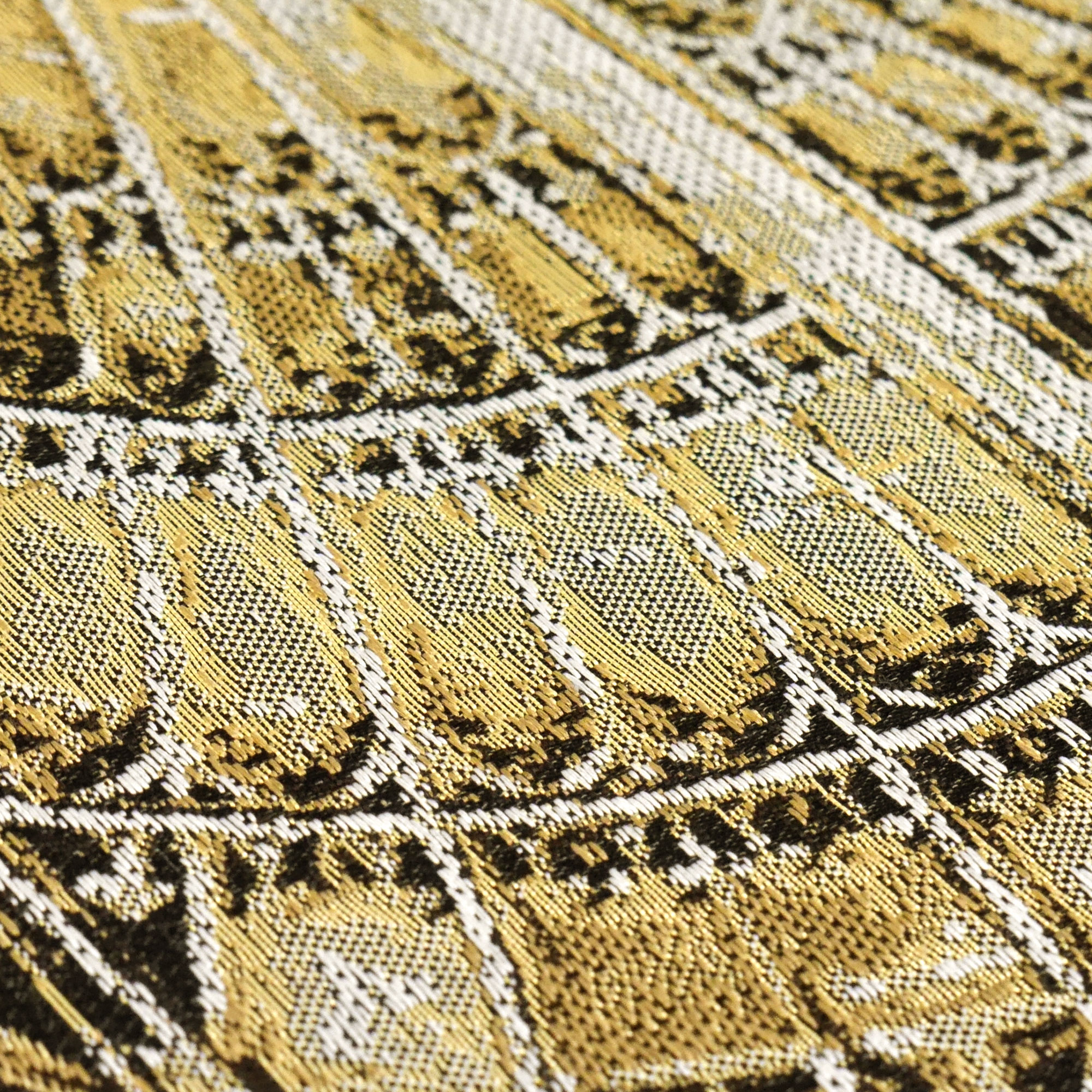 NISHIORI 袋帯 金 ゴールド 黒 幾何学模様 古典 西陣織 大光織物 お