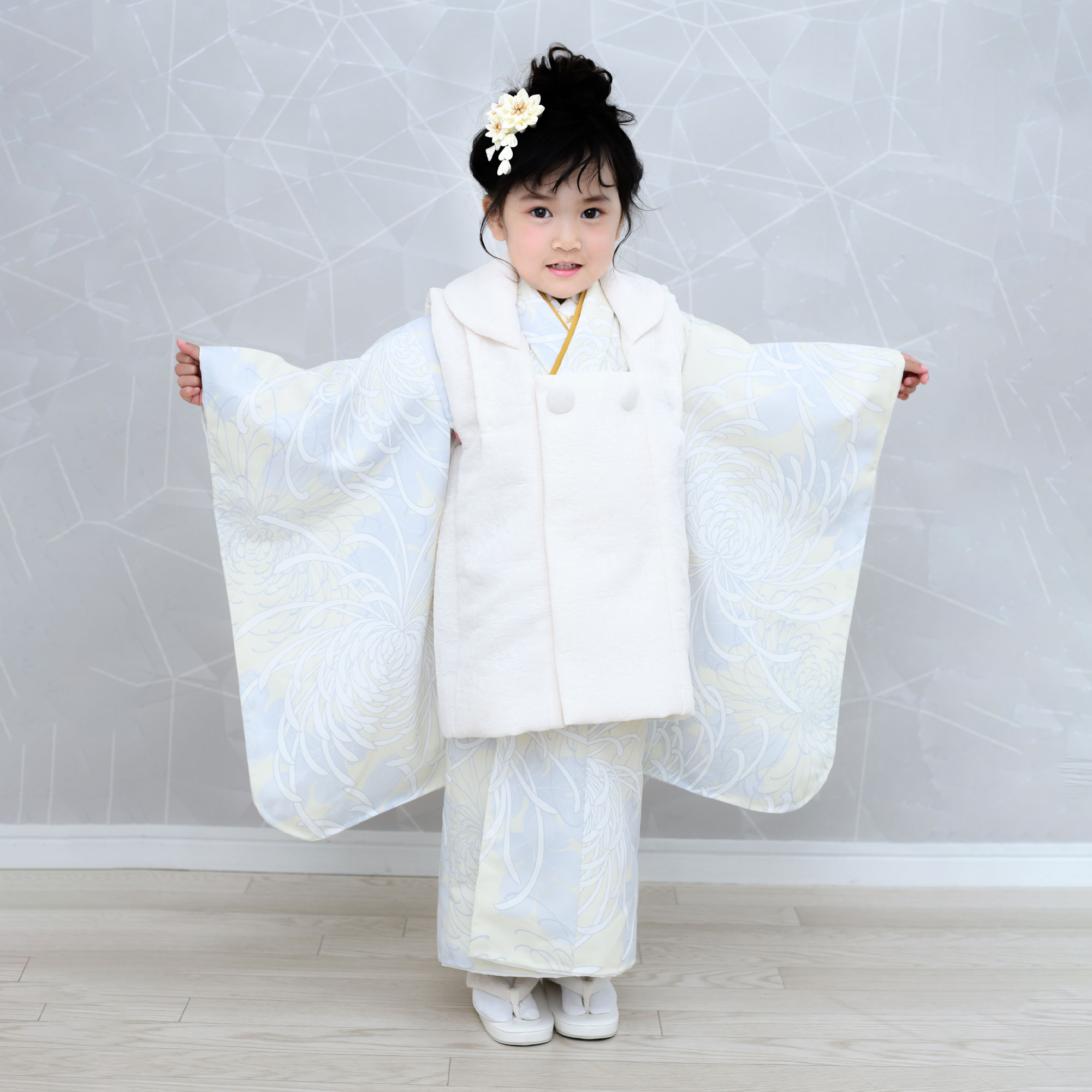 NISHIORI 京wakka 七五三 レンタル 女の子 3歳 着物 被布 753着物 フル