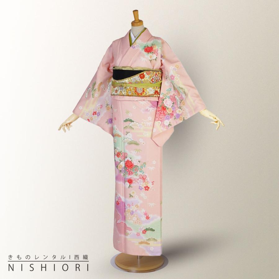 訪問着 レンタル 着物 貸衣装 フルセット ピンク 松竹梅 牡丹 吉兆文様No.0190 NISHIORI 訪問着 レンタル商品 着物レンタル商品入学式 卒業式 七五三