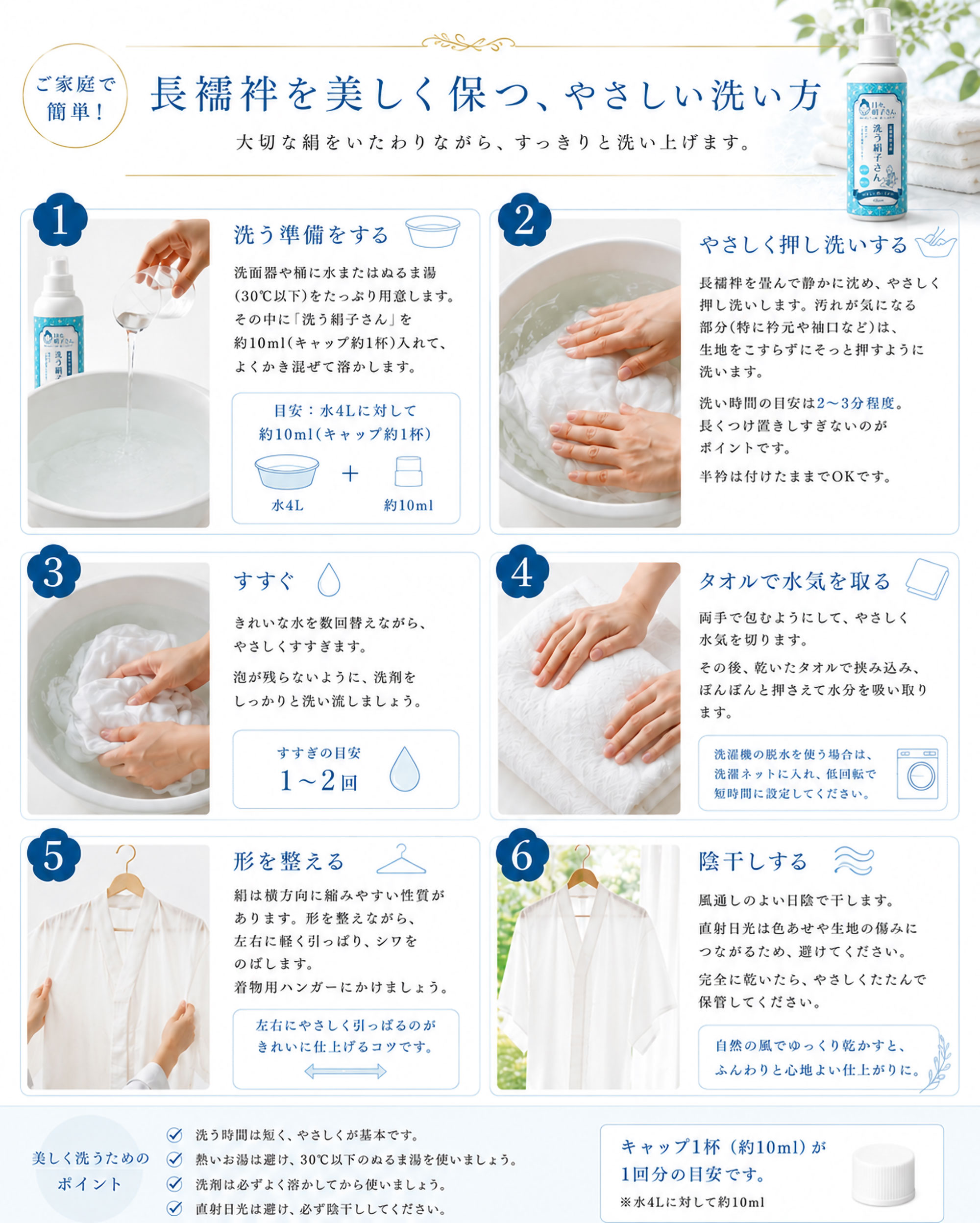 NISHIORI 長襦袢用洗剤 洗う絹子さん 450ml シルク用洗剤 絹洗い 着物