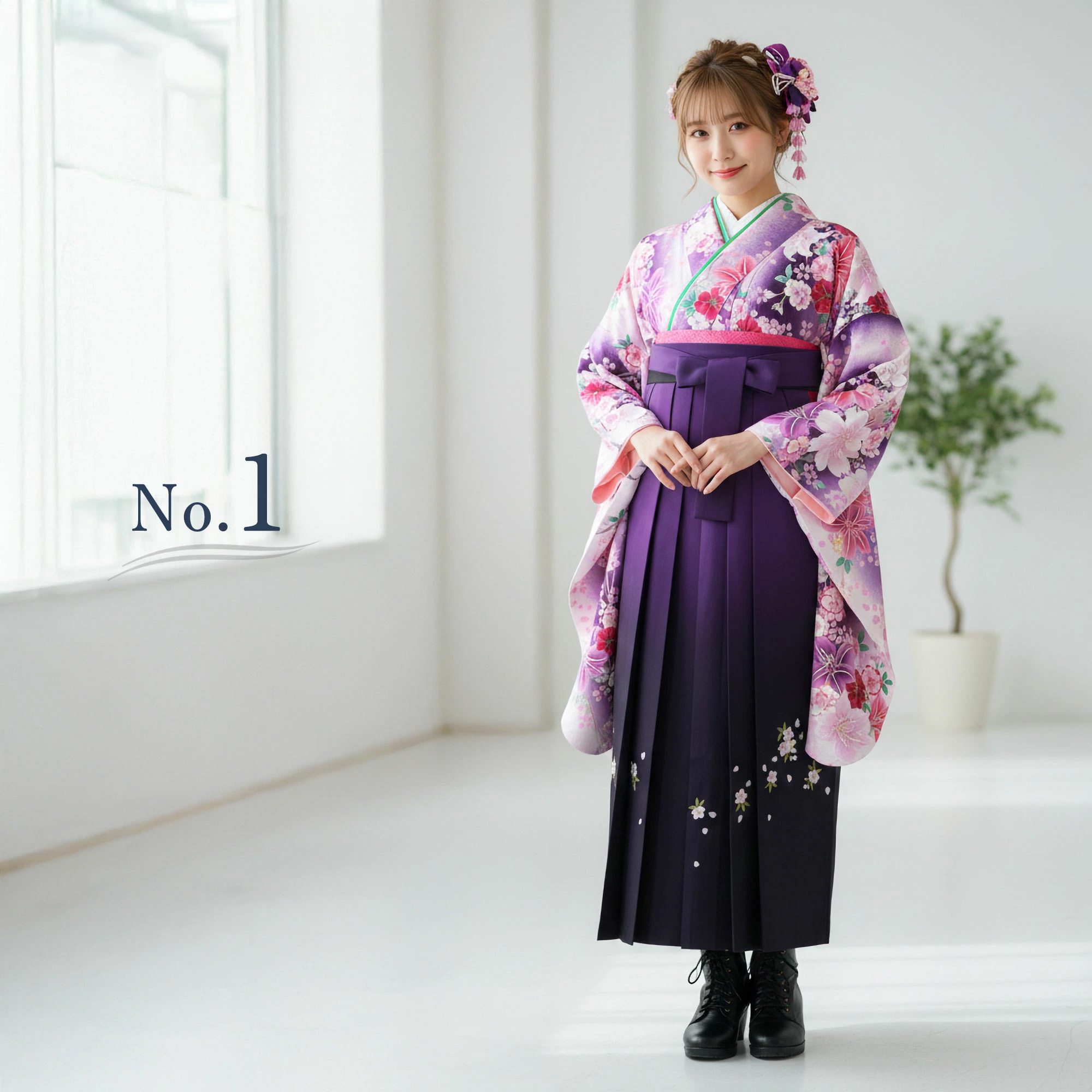 NISHIORI 二尺袖 着物 袴 フルセット レンタル 選べる5柄 貸衣装 卒業