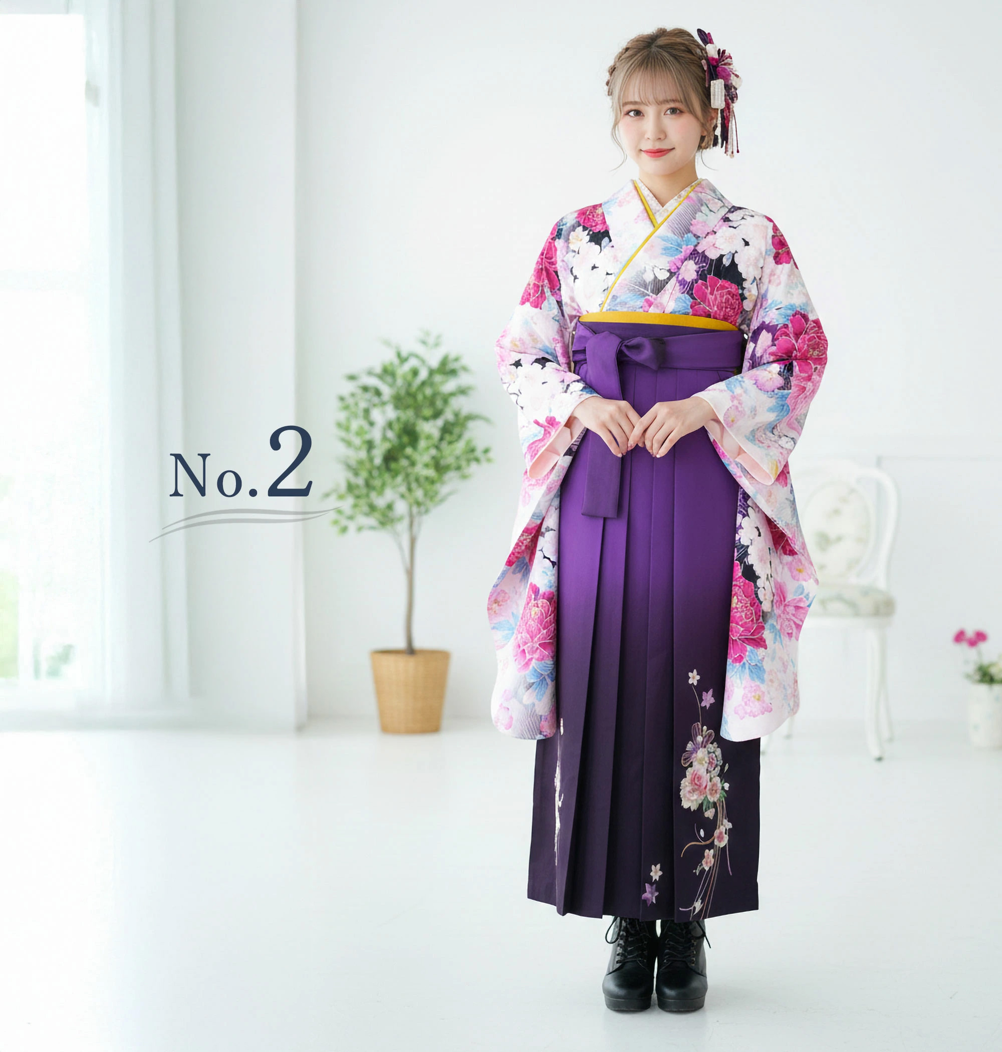 NISHIORI 二尺袖 着物 袴 フルセット レンタル 選べる5柄 貸衣装 卒業 