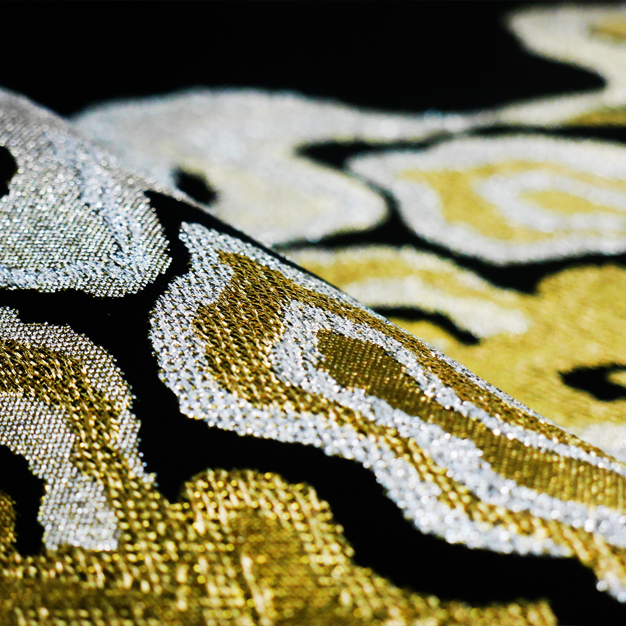 NISHIORI 西陣 帯 袋帯【ブラック 黒 ゴールド シルバー 雲】 西陣織