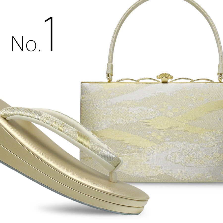 NISHIORI 白梅 高級 草履バッグ セット フォーマル 礼装用 絹帯地