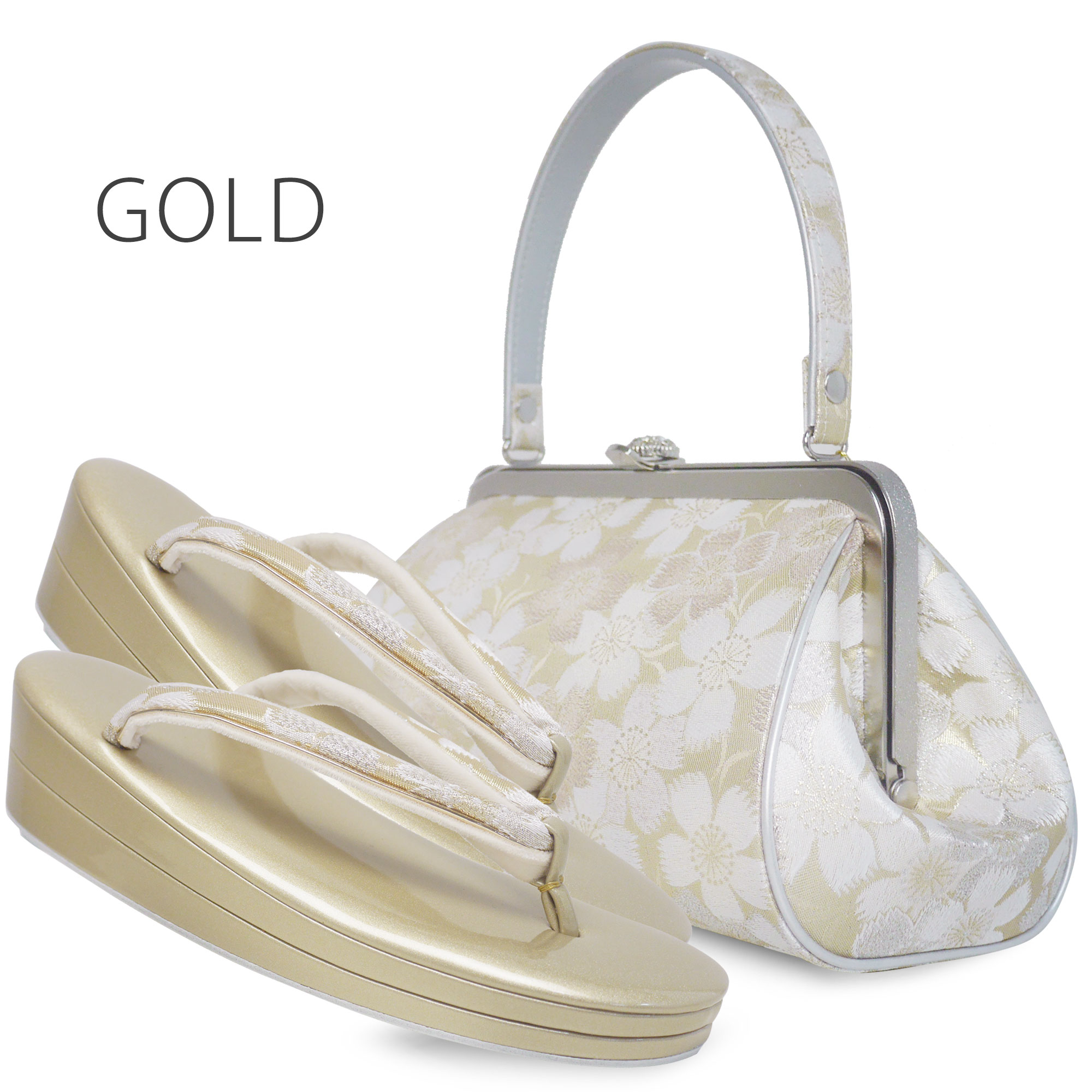 世美庵 ブランド フォーマル 高級 帯地 草履 バッグ セット 選べる 3色 金 銀 ゴールド シルバー シャンパン フリーサイズ Lサイズ 桜 光沢有り バック 留袖 訪問着に最適 日本製【成人式 前撮り 結婚式 結納 卒業式 入学式】 NISHIORI 世美庵 ブランド フォーマル 高級 帯地 草履 バッグ セット