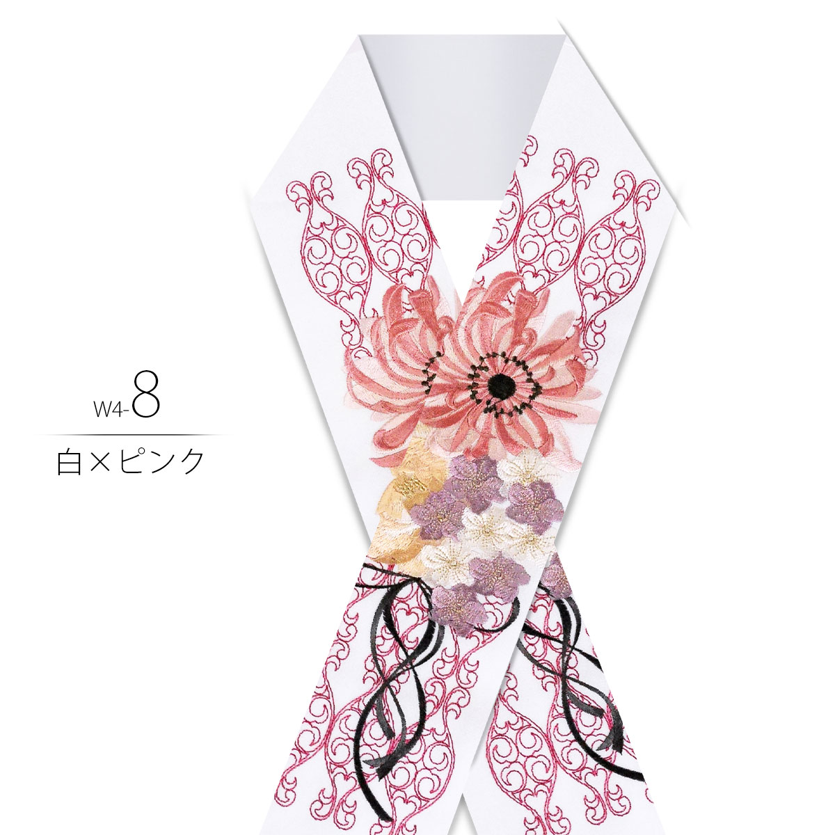 NISHIORI 白金 刺繍 半衿 豪華 華やか 洋風和柄 日本製 シルエリー