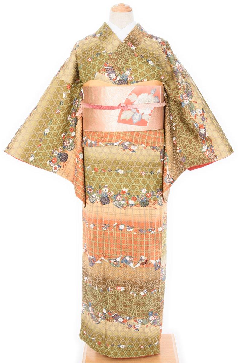 籠目に格子 小さな花々 : 新品・リユース着物の通販 からん