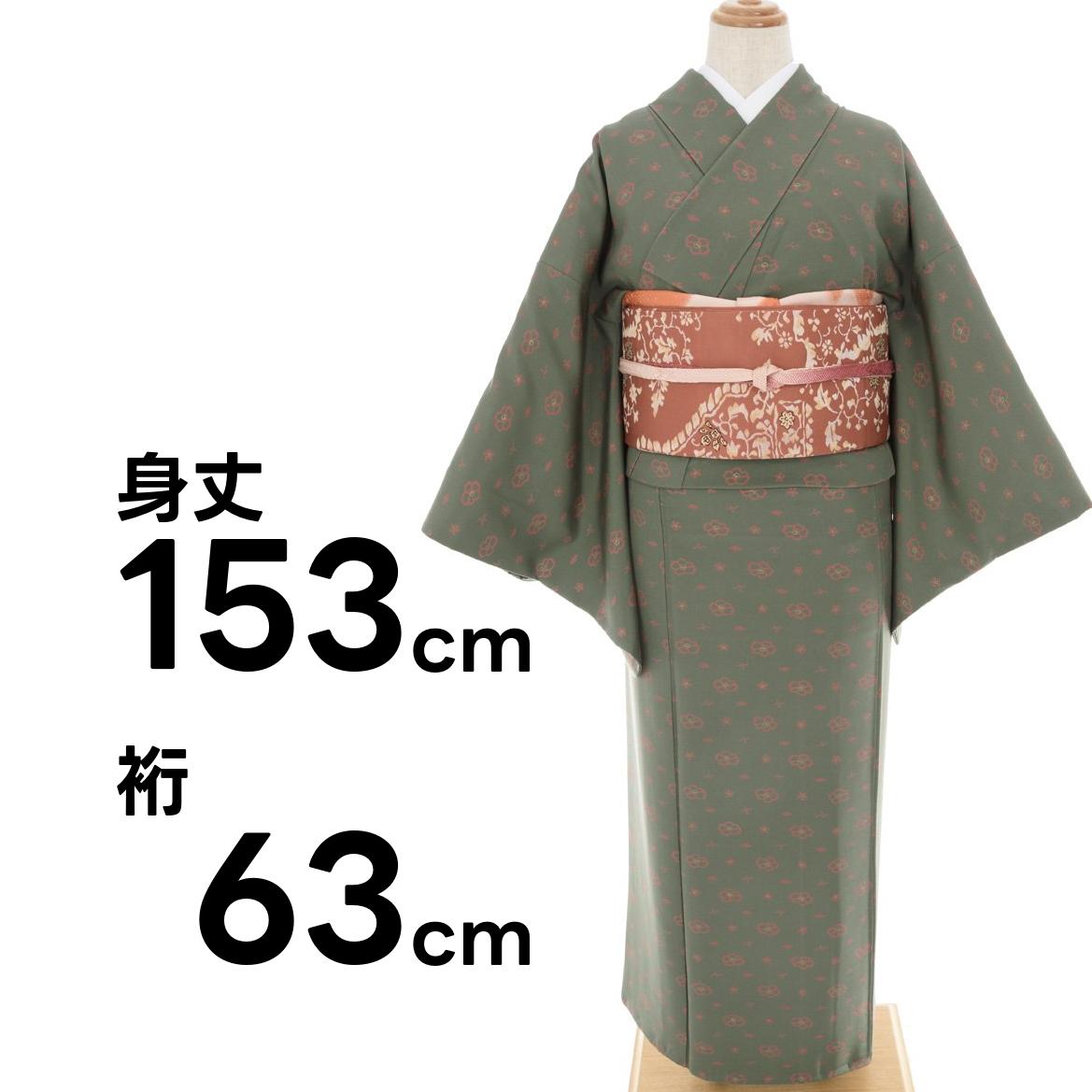 青鈍色の地　椿　梅鉢　小鳥