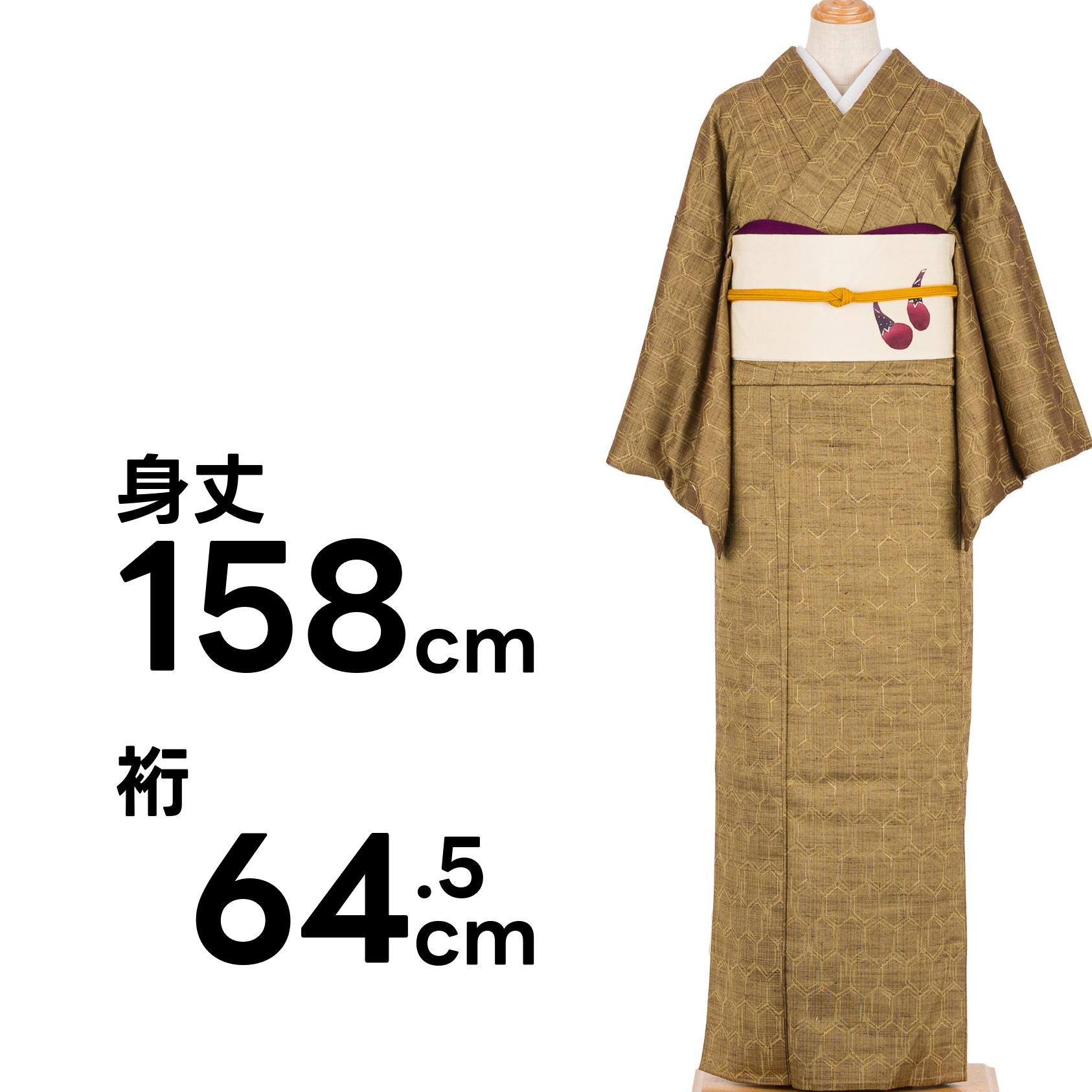単衣 紬 亀甲 レディースファッション