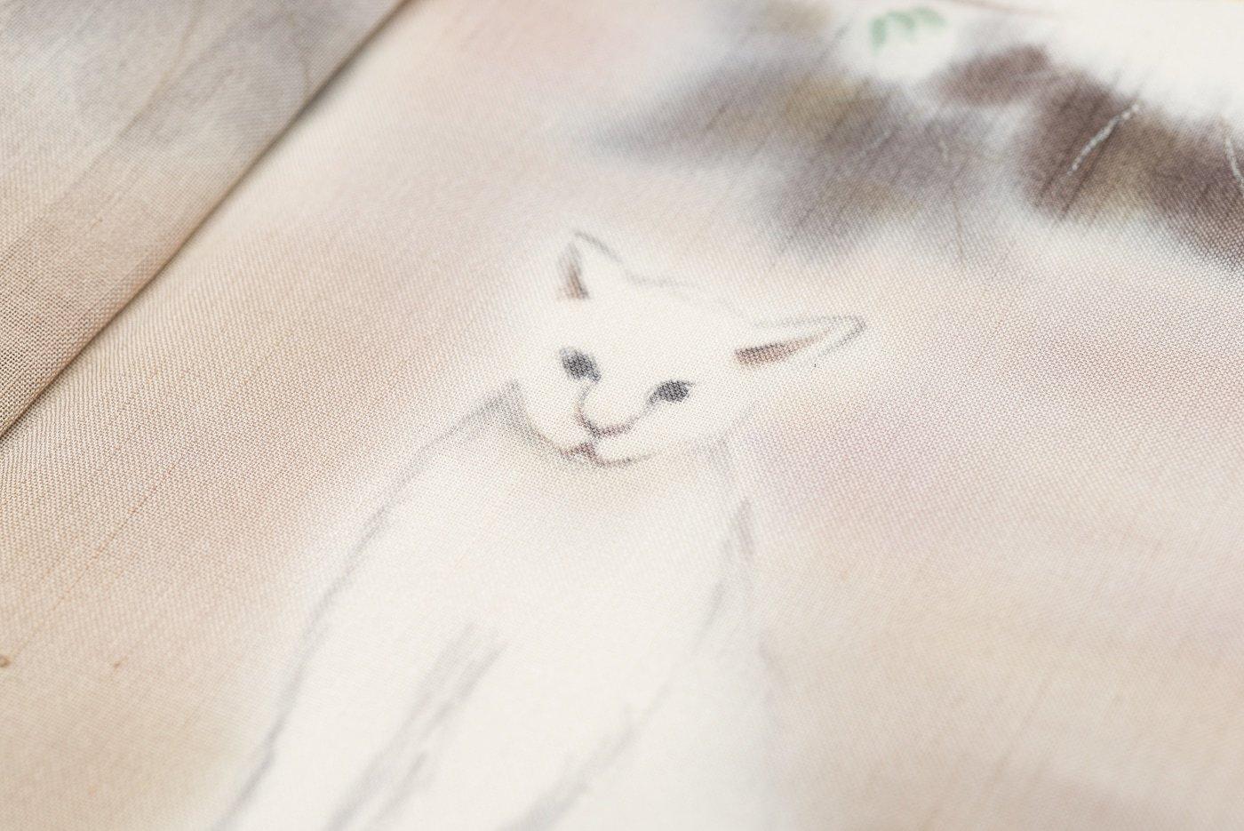 平和屋着物○訪問着 本場縞大島紬 良和特製 希少柄 黒猫 蔦