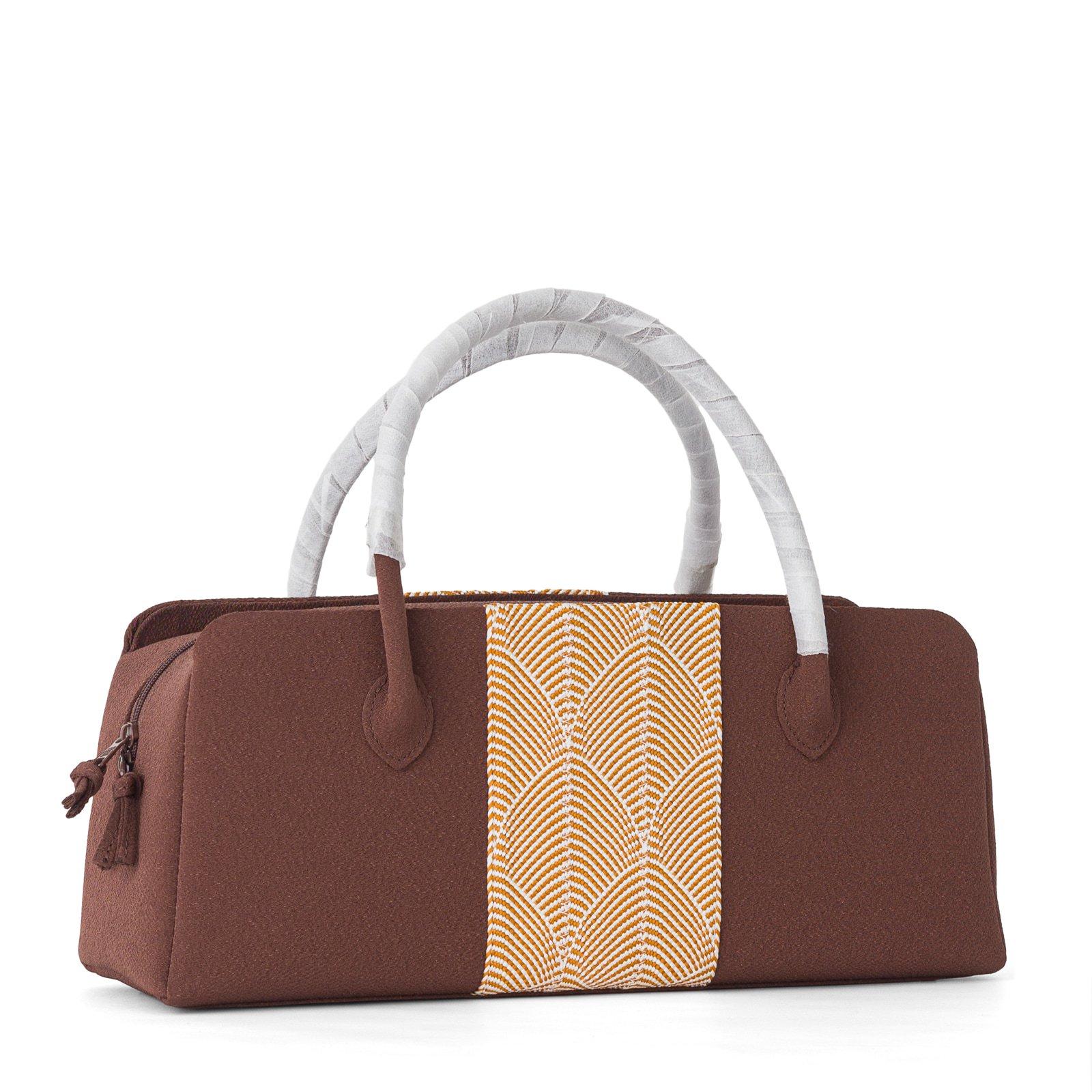 五嶋紐　利休バッグ　横長　茶