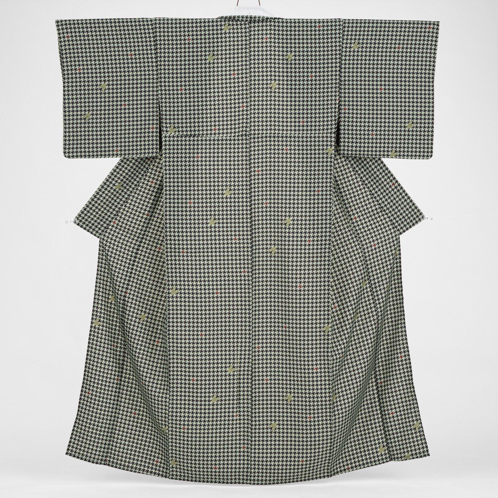 L】新品 単衣 洗える着物 千鳥格子 薄緑 : 新品・リユース着物の通販
