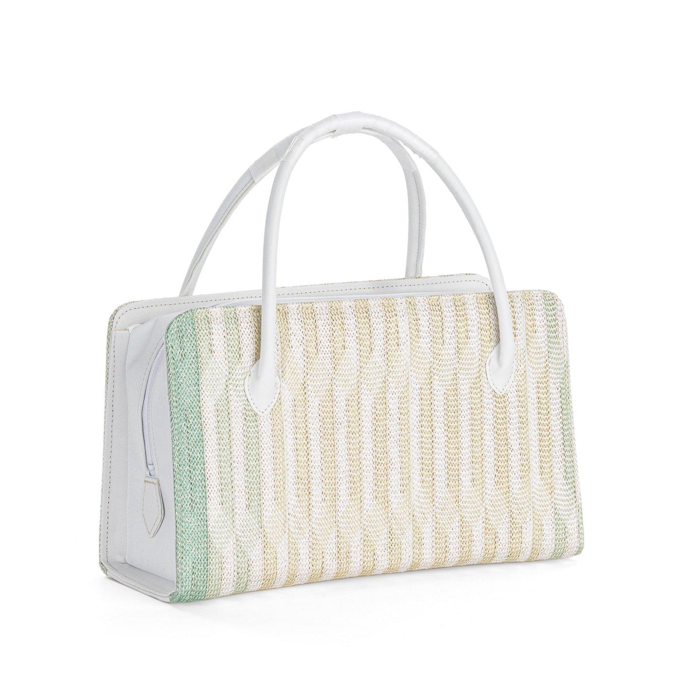 新品　組織り利休バッグ　グラデーションカラー緑と黄色