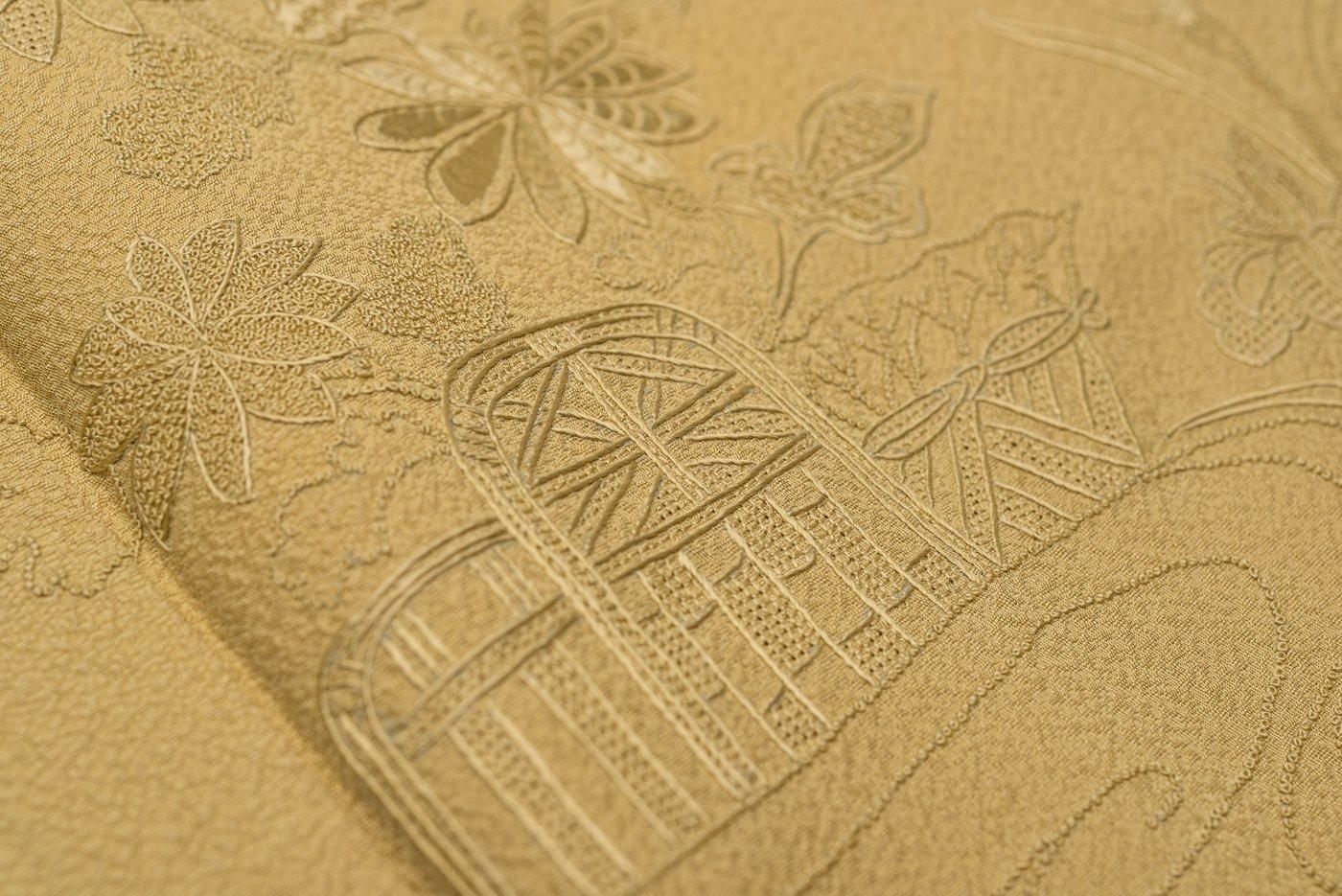 訪問着　一つ紋　蘇州刺繍　垣根に花_9