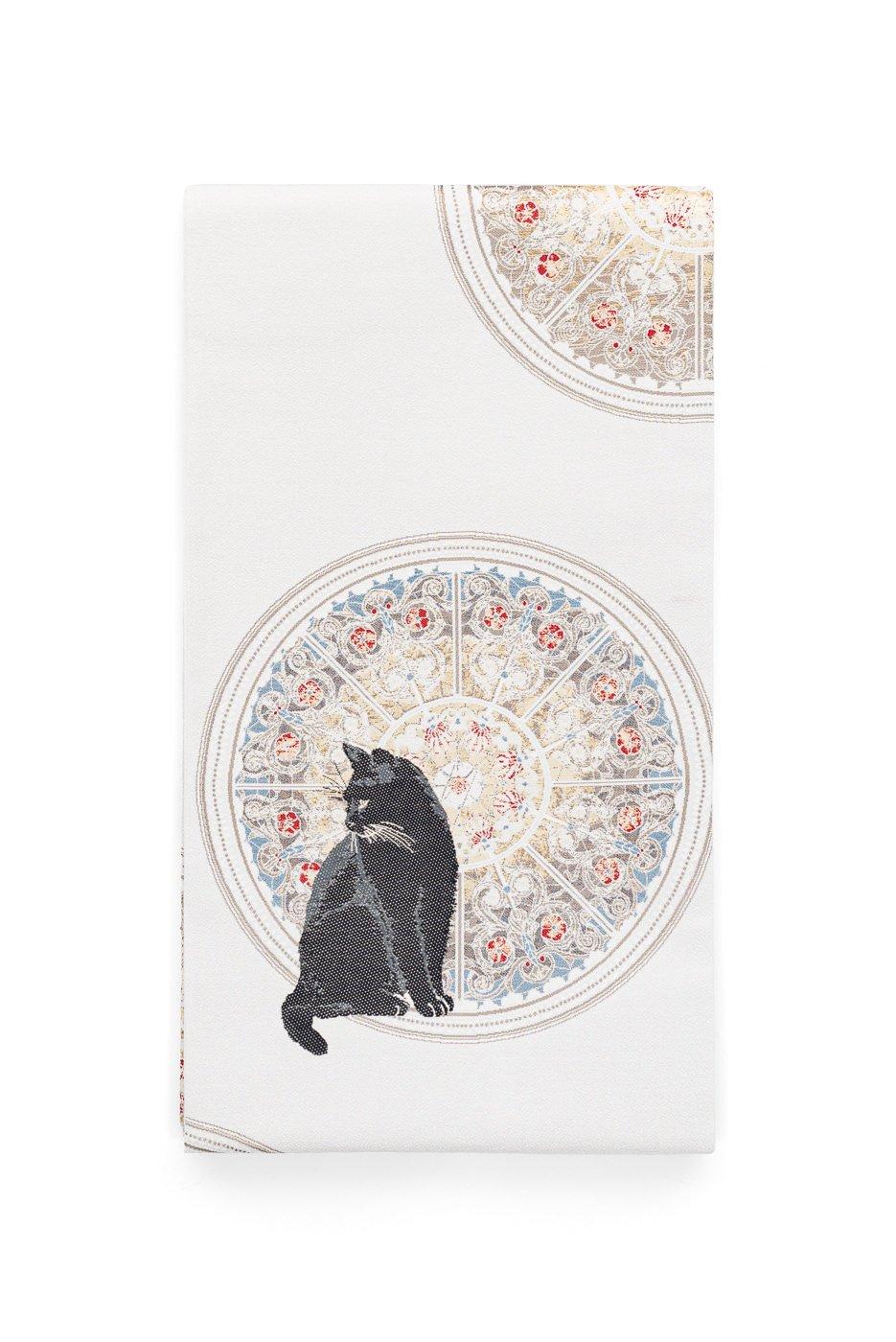 新品　袋帯●ステンドグラスと猫の画像