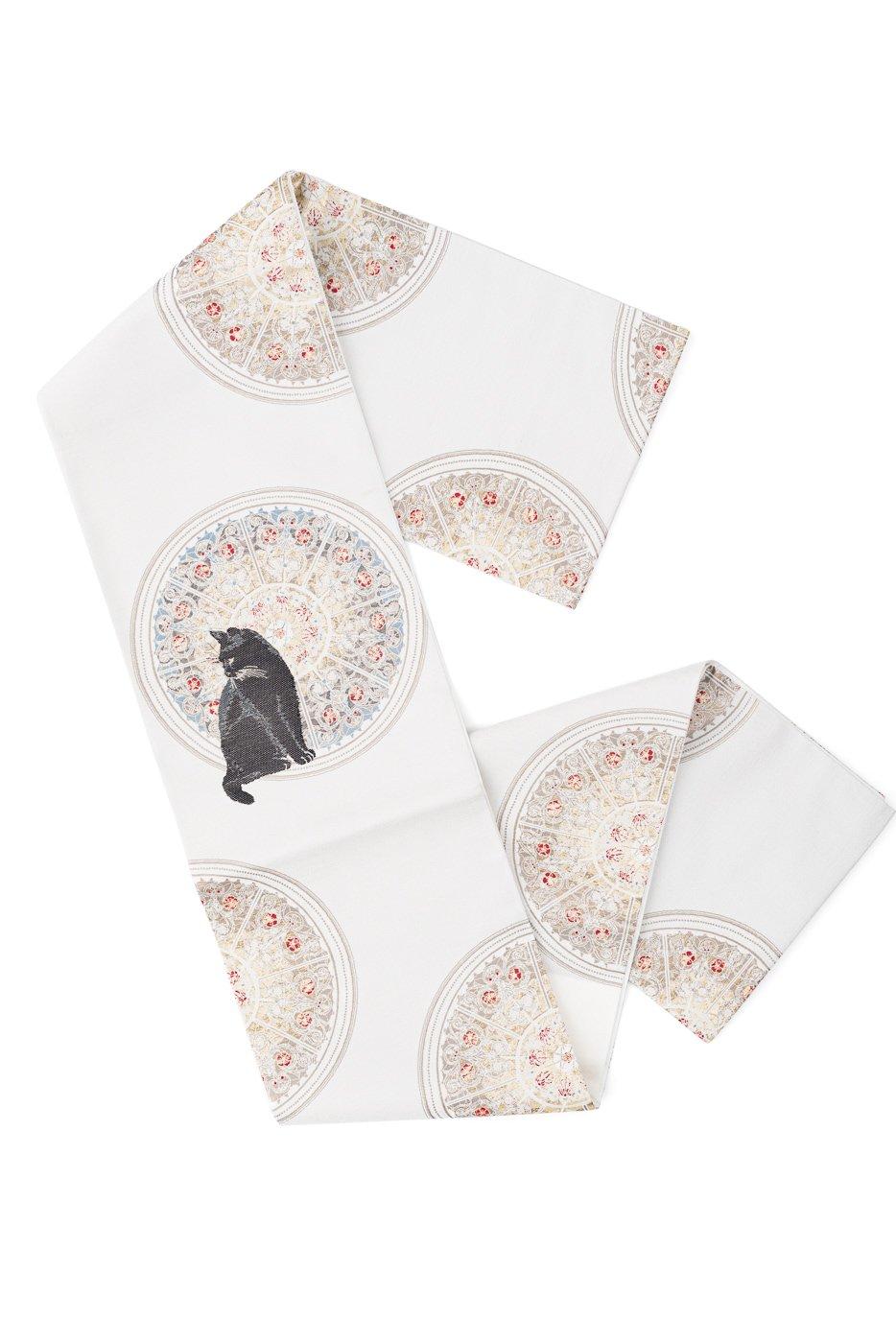 新品　袋帯●ステンドグラスと猫の画像