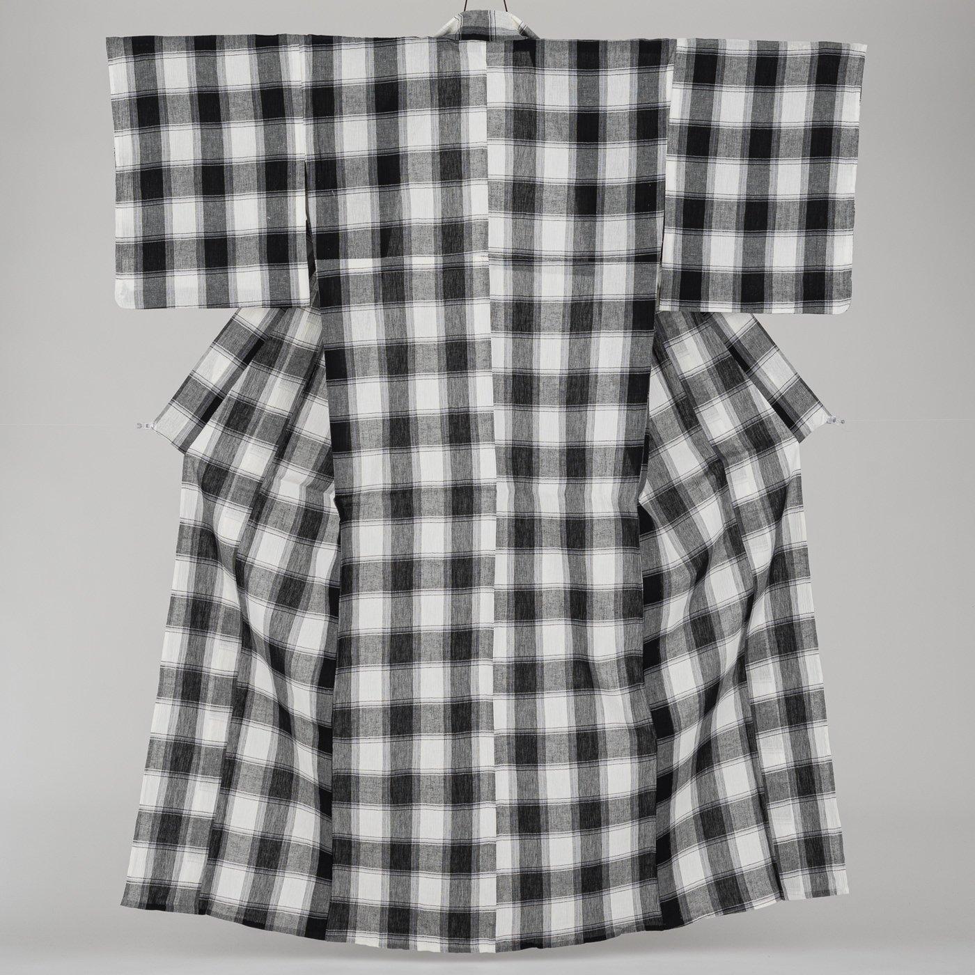 新品　琵琶上布　モノトーン格子の画像
