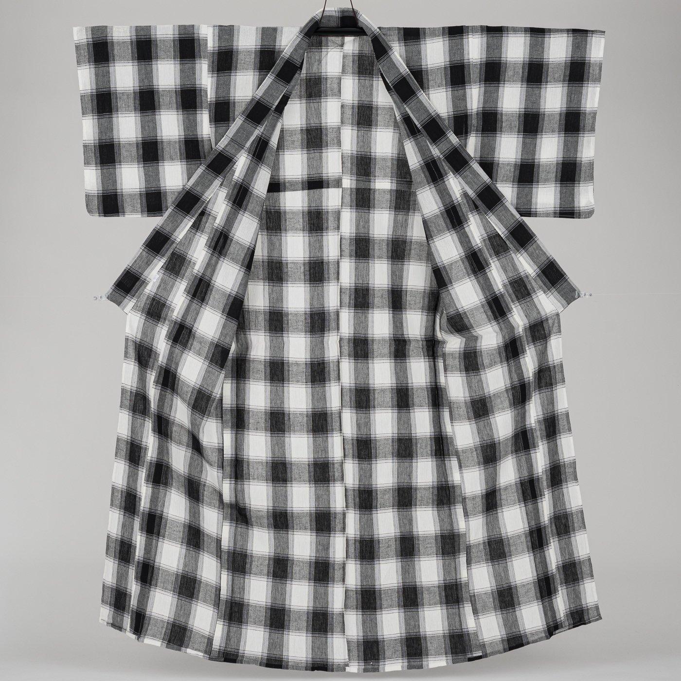 新品　琵琶上布　モノトーン格子の画像