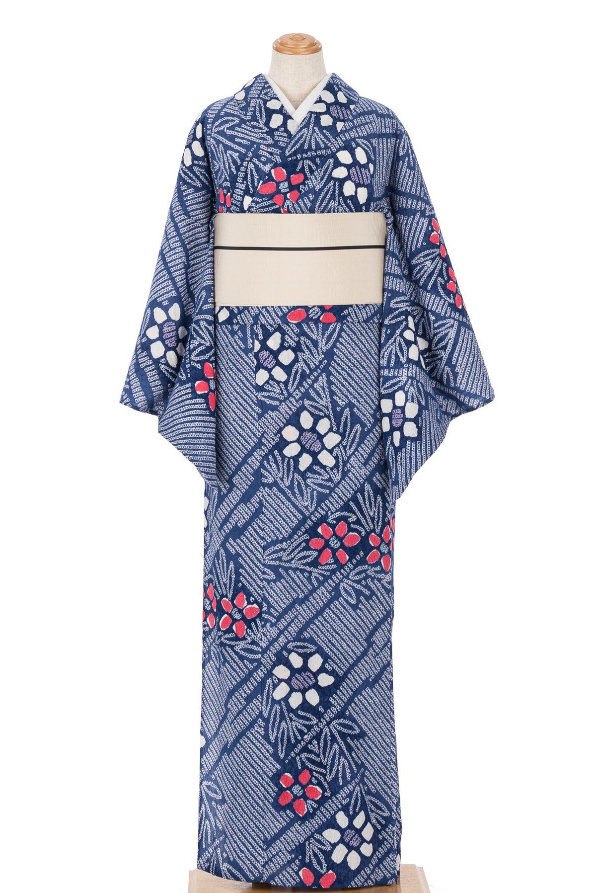 パゴス 有松鳴海絞り浴衣 黒地に大輪花模様 絞り浴衣 No.22 ◇現代