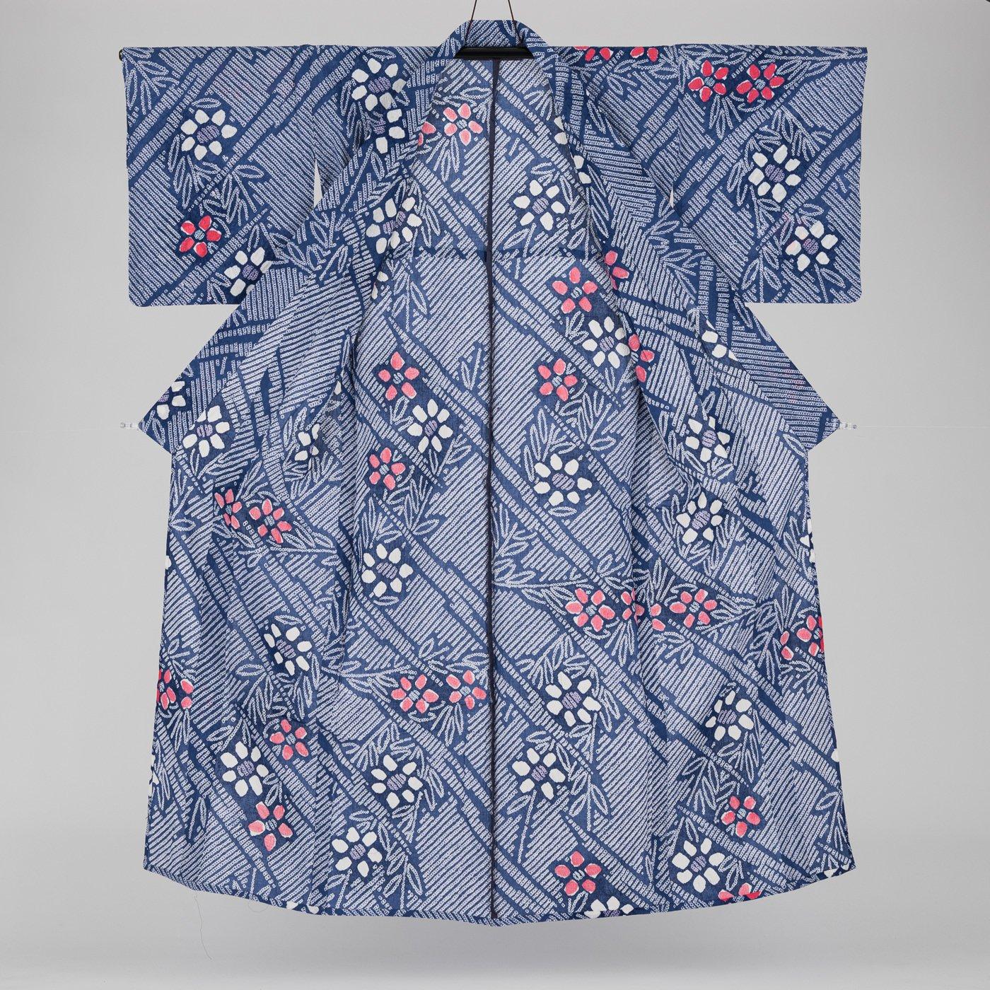 有松絞り浴衣 花と枝の縞模様 : 新品・リユース着物の通販 からん