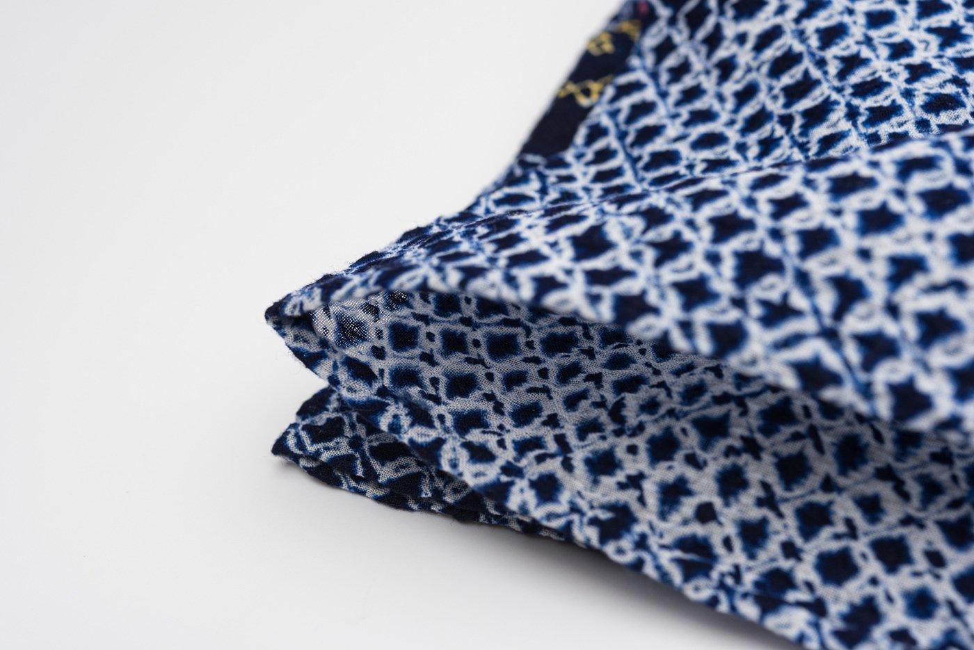 有松絞り浴衣 二種類の花模様 有松絞り青緑系花柄浴衣(