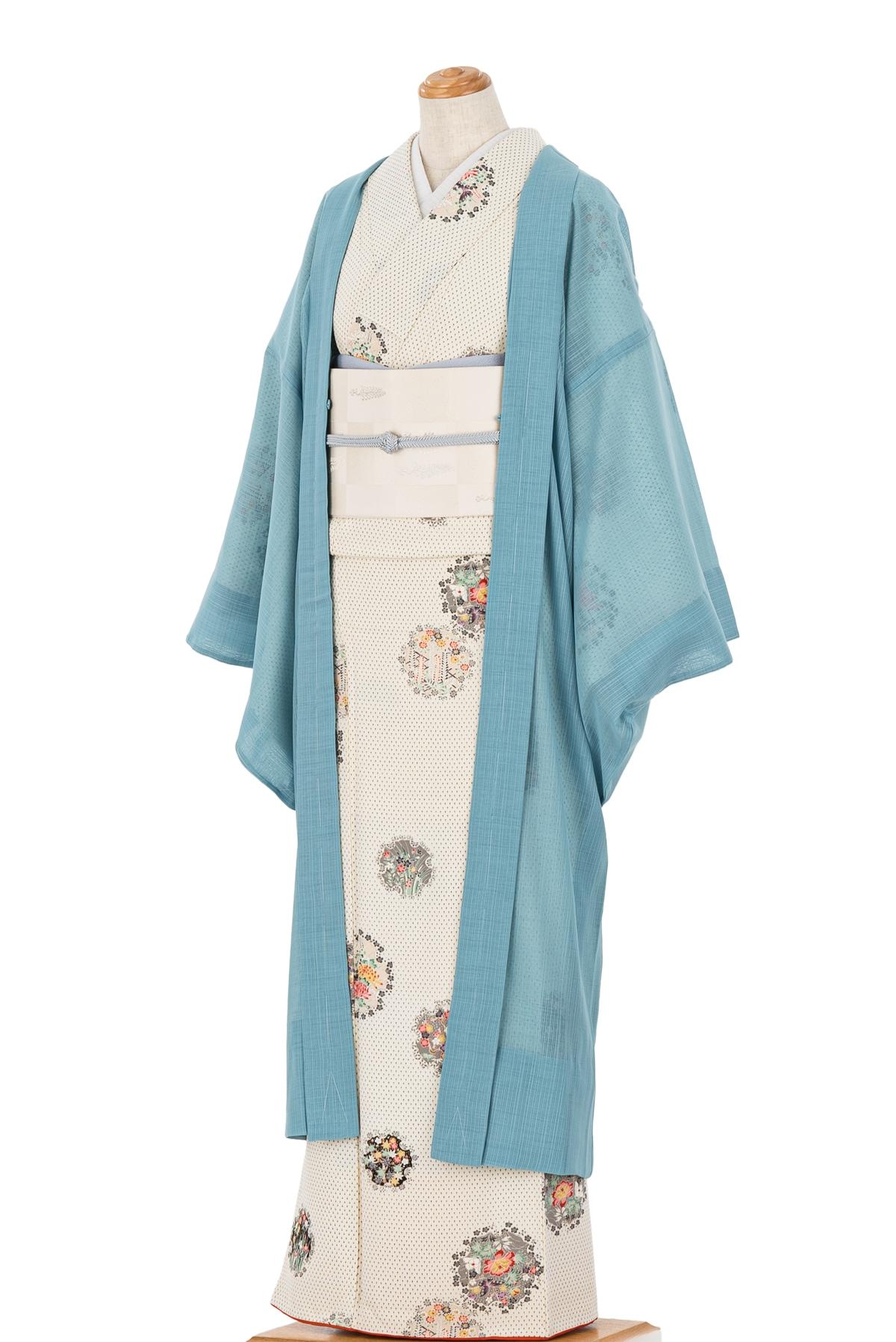 新品 洗える長羽織 紗紬 浅葱色 : 新品・リユース着物の通販 からん