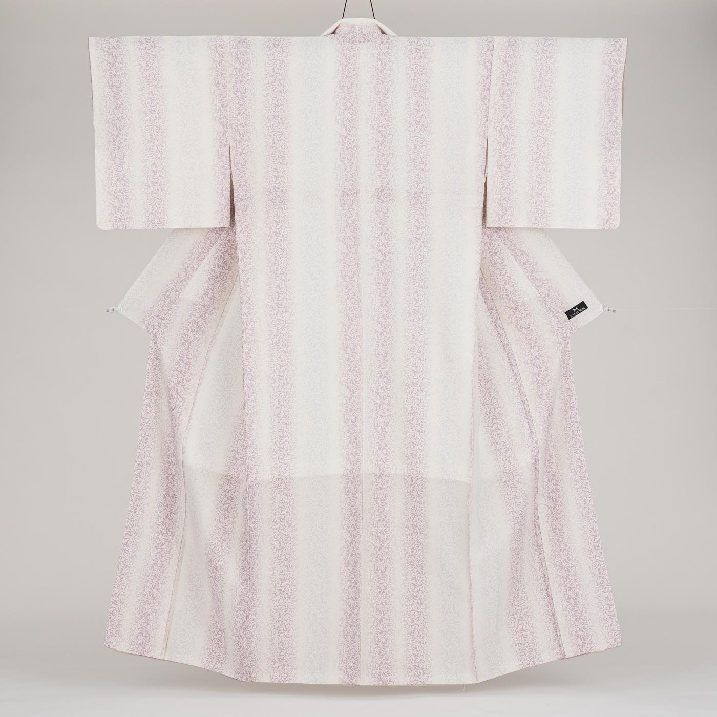 【アウトレット】【M】新品　HANAE MORI　洗える着物　蕾　赤紫×灰紫の画像