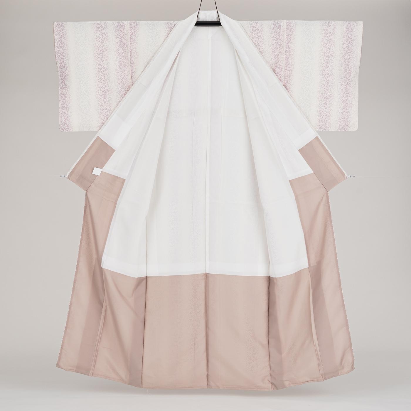 【アウトレット】【M】新品　HANAE MORI　洗える着物　蕾　赤紫×灰紫の画像