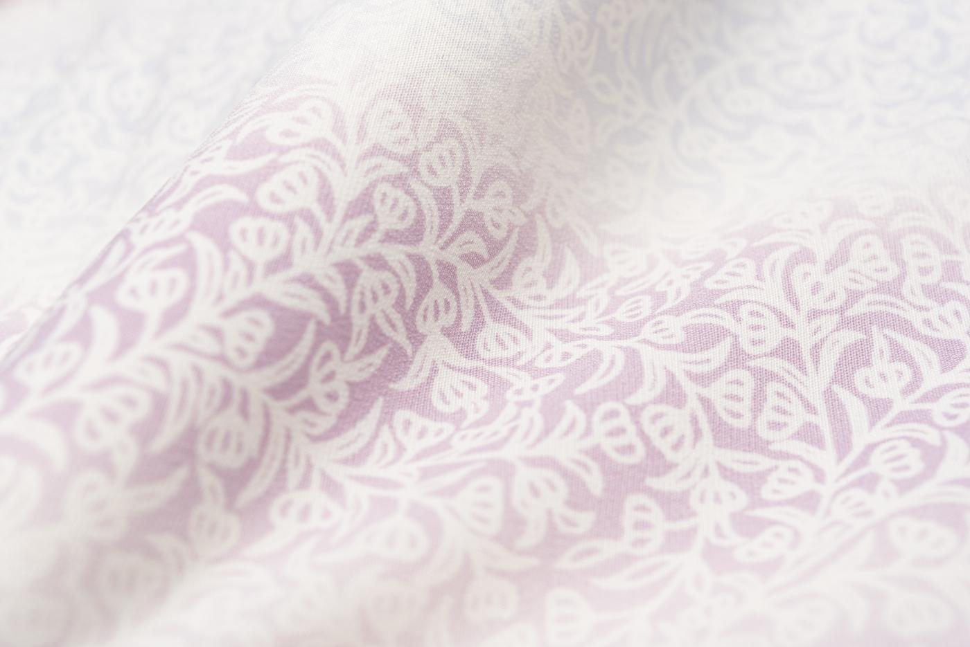 【アウトレット】【M】新品　HANAE MORI　洗える着物　蕾　赤紫×灰紫の画像