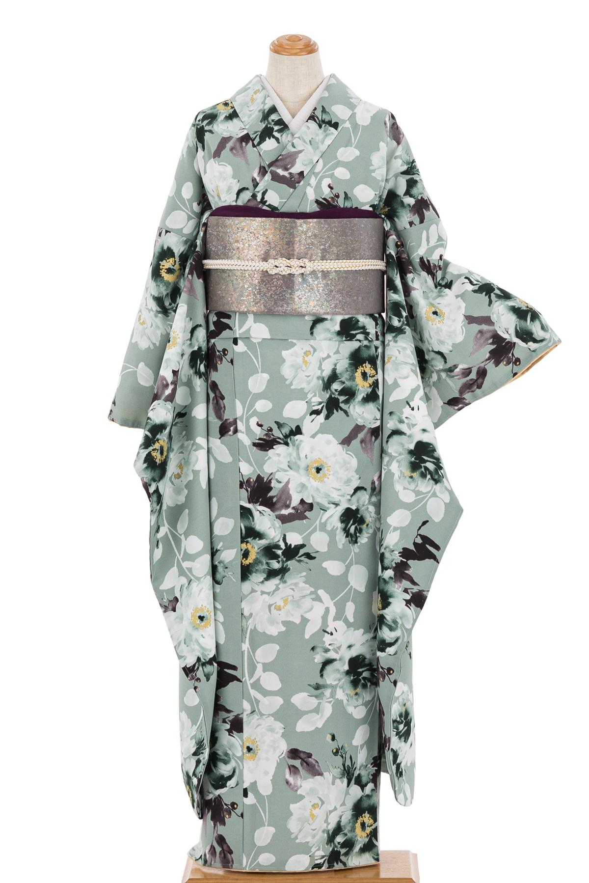 新品　振袖　水彩花の画像