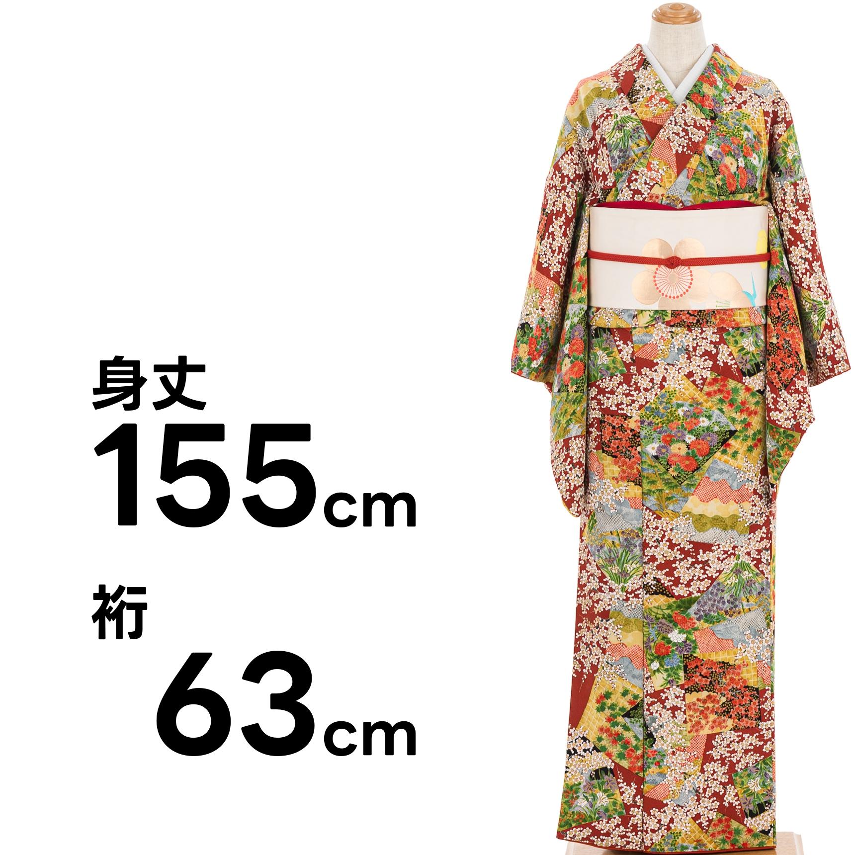 縮緬 花絵札模様 : 新品・リユース着物の通販 からん Yahoo!店 - 通販 