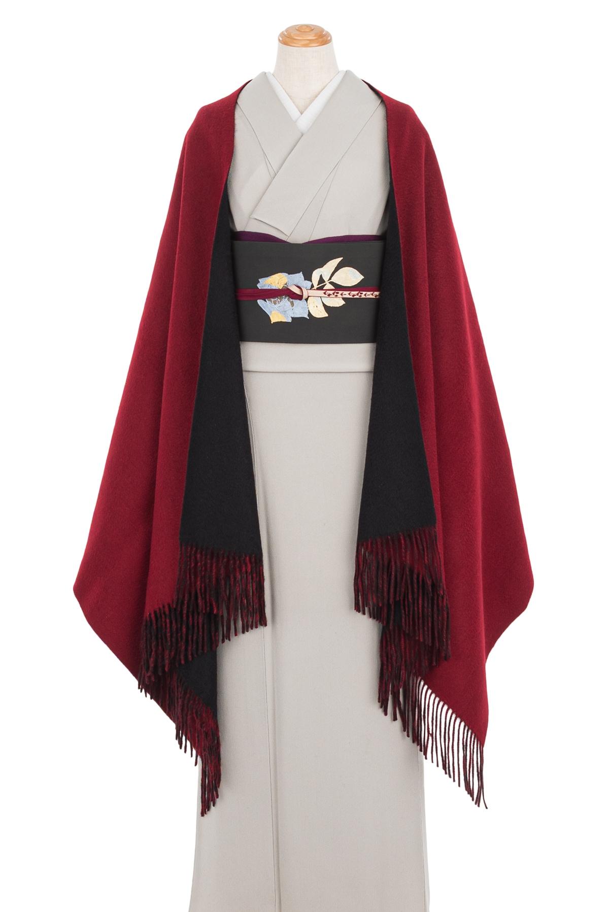 新品 カシミヤ100％大判ショール リバーシブル 黒×赤 : 新品・リユース 