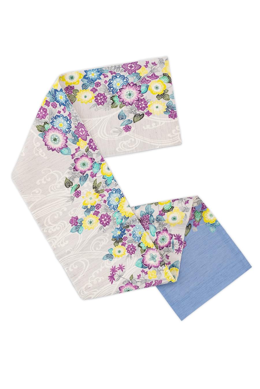 新品　召しませ花　麻京袋帯　花波の画像