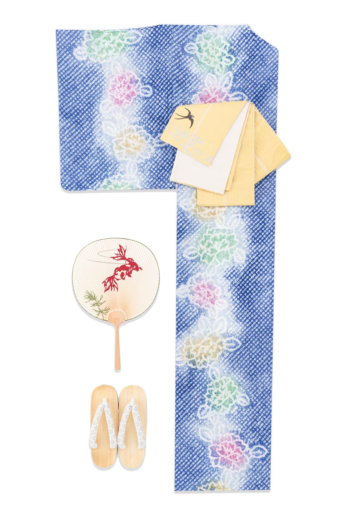 新品浴衣　藤娘きぬたや　三色花の画像