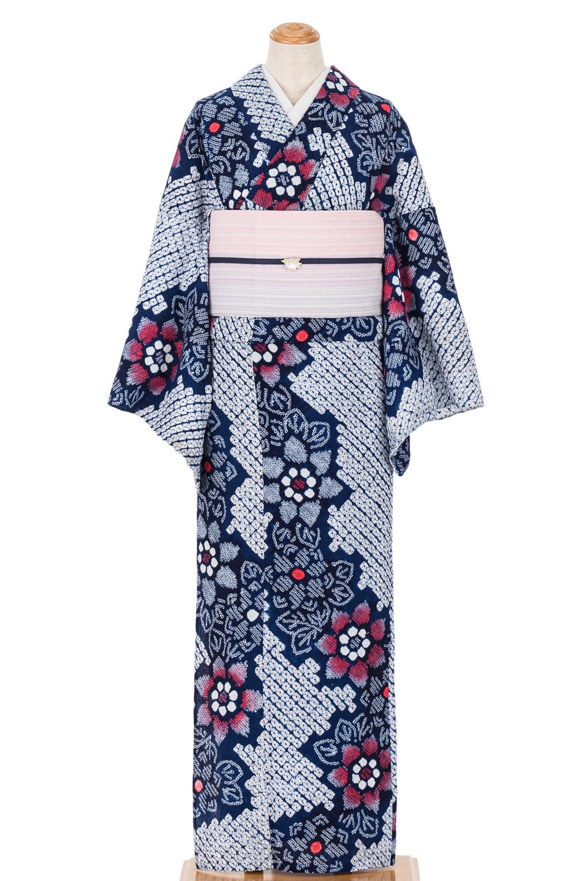 有松絞り浴衣 草花模様 : 新品・リユース着物の通販 からん Yahoo!店