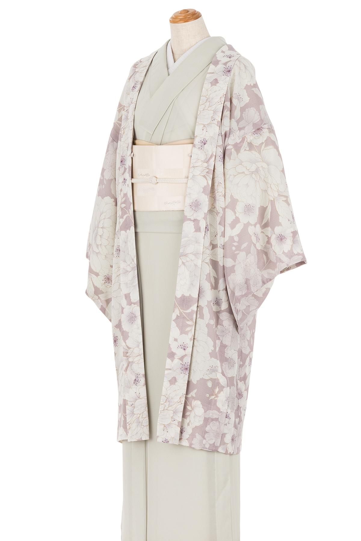 新品　洗える薄羽織　紗　桜牡丹　ピンクの画像