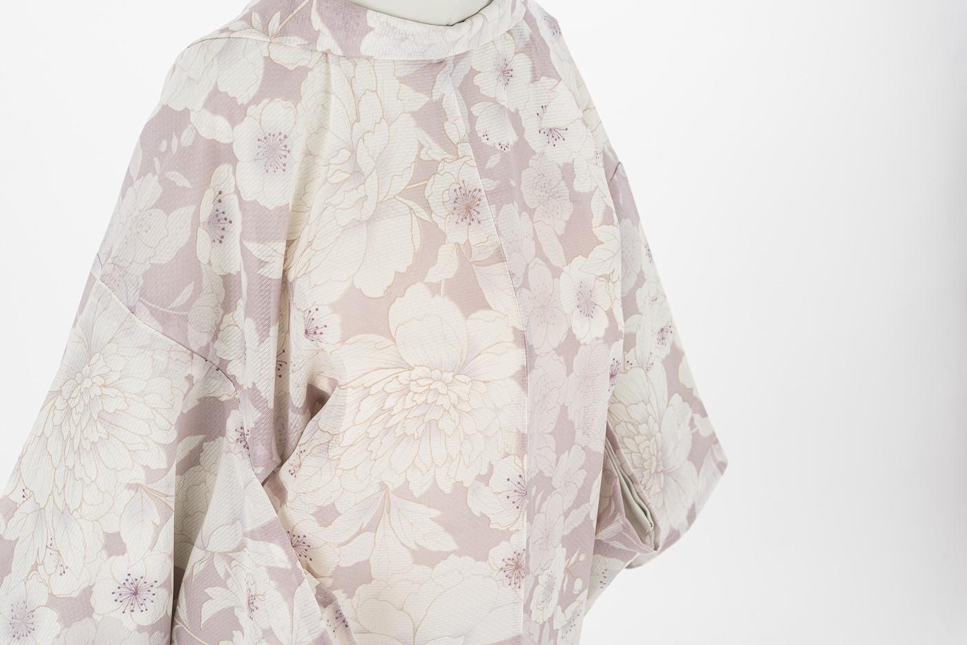 新品　洗える薄羽織　紗　桜牡丹　ピンクの画像