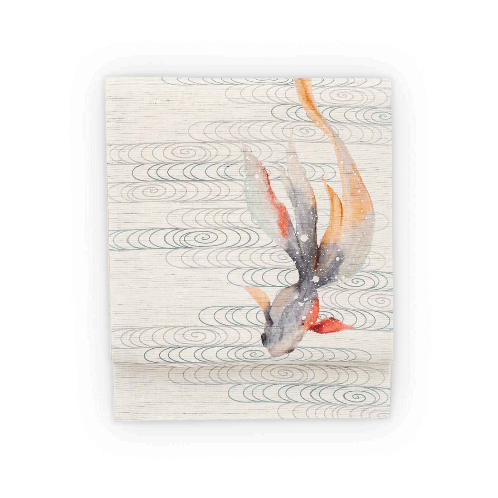 新品　召しませ花　麻京袋帯　金魚