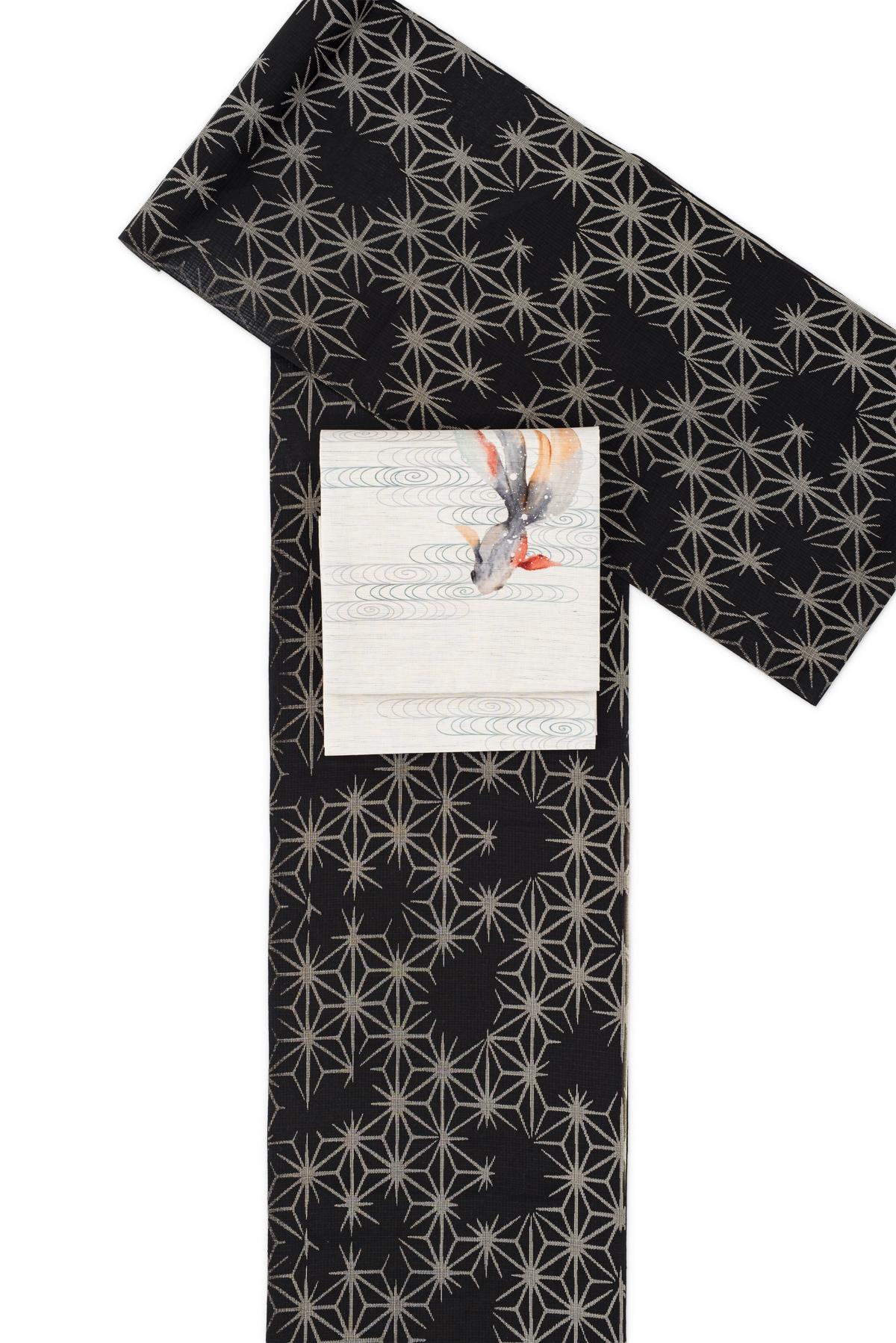【反物】新品　綿麻浴衣　破れ麻の葉の画像