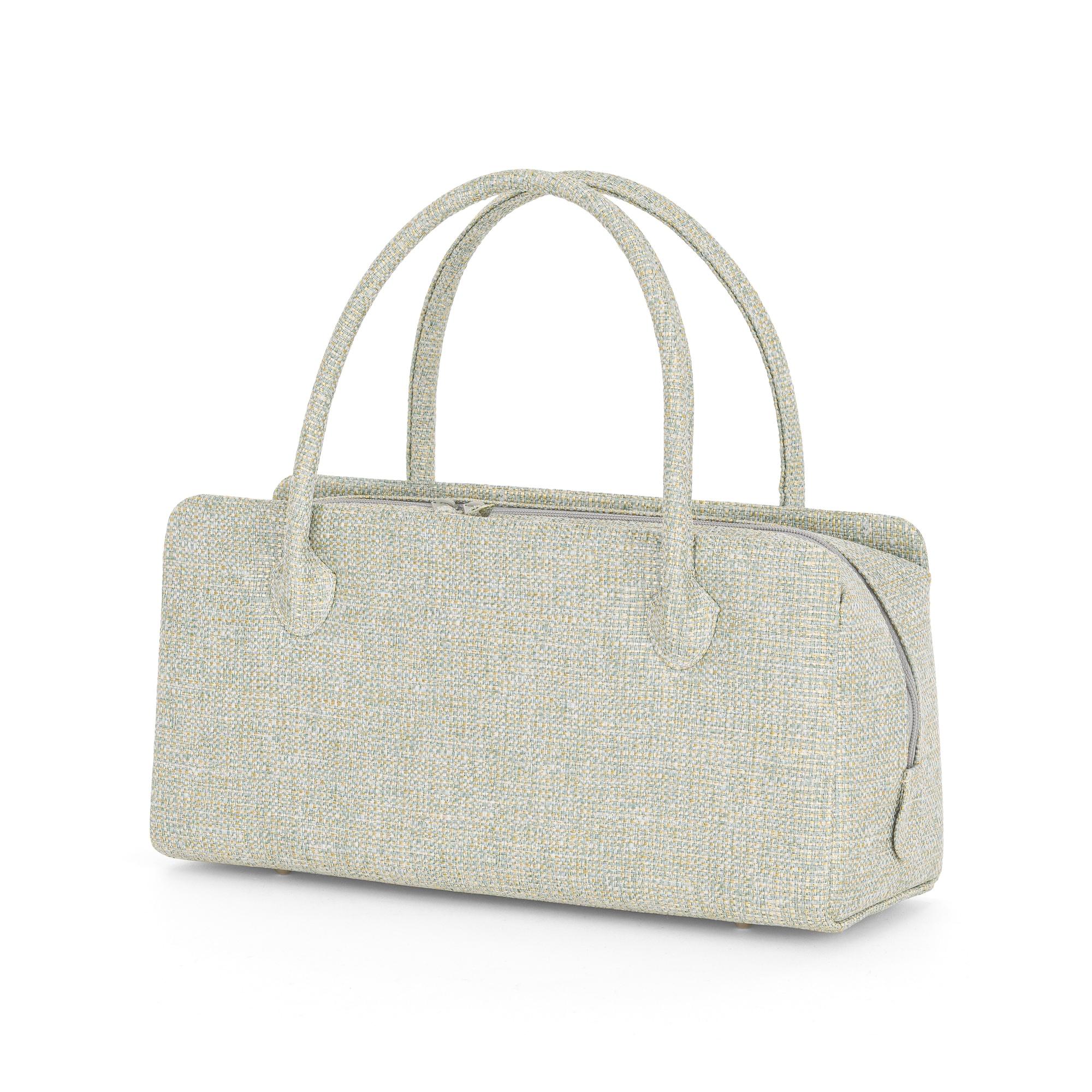 利休バッグ　白梅　グリーンゴールド